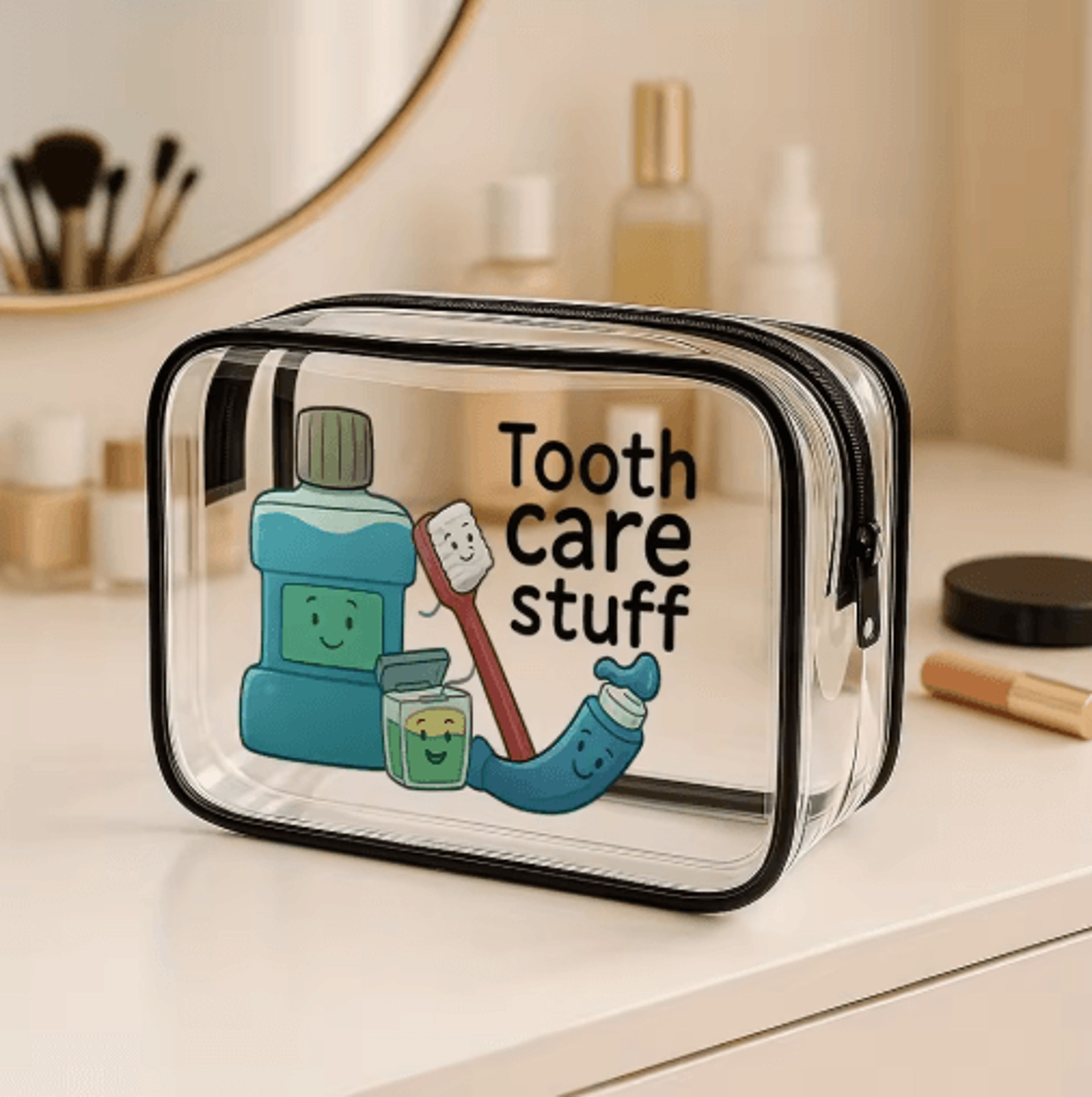 Clear PVC Travel Makeup Bag  Zippered Toiletry  Cosmetic Organizer Pouch 4