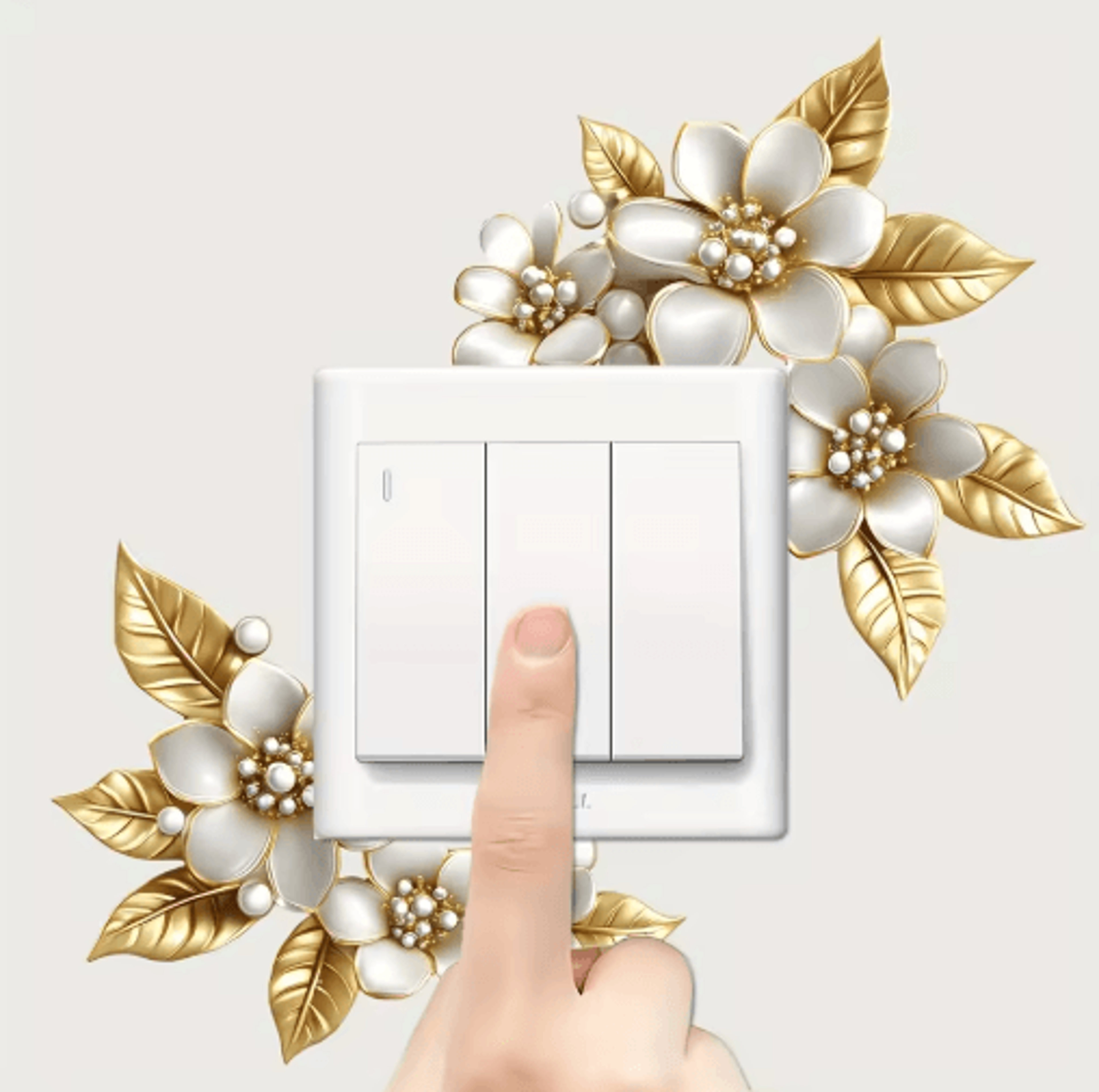 Golden Artificial Flower Switch Sticker  SelfAdhesive Wall Decor Accent 1pc  2pcs 0