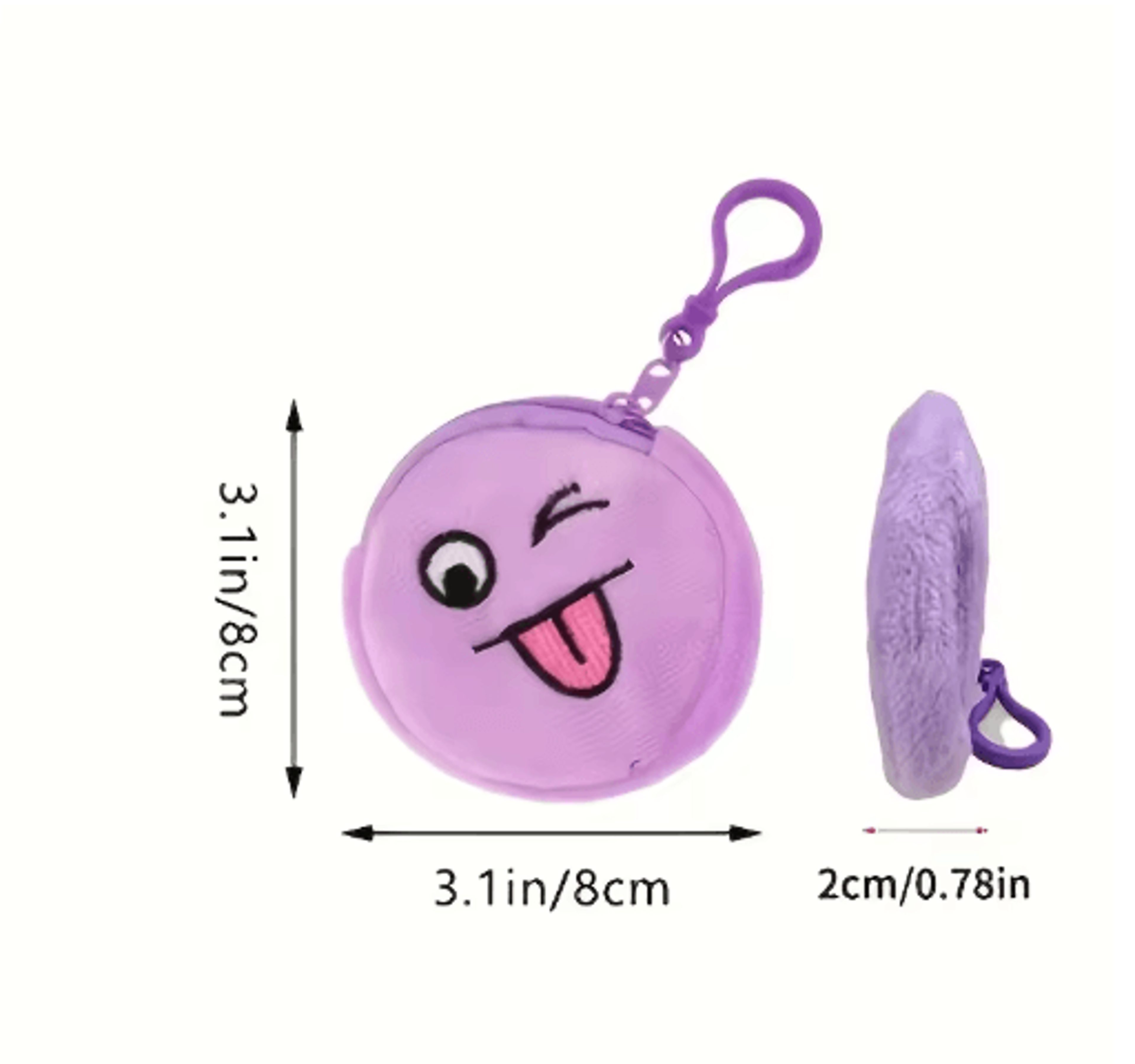 Cartoon Plush Coin Purses 5Pack  Zippered Mini Wallets With Cute Expressions  Keychain 2