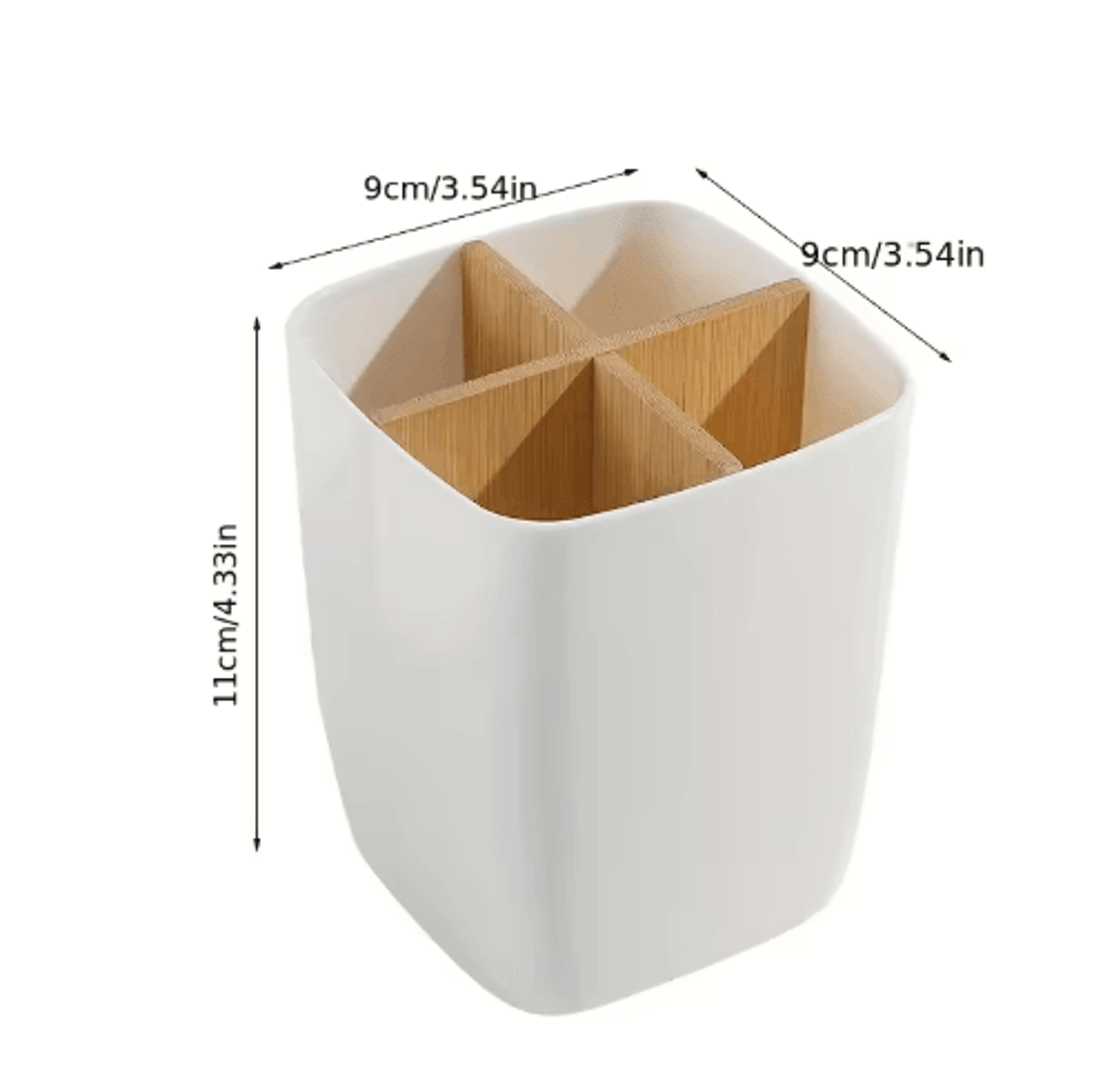 Bamboo Partition Desk Organizer  4Slot Pen Jewelry  Office Storage Box 5