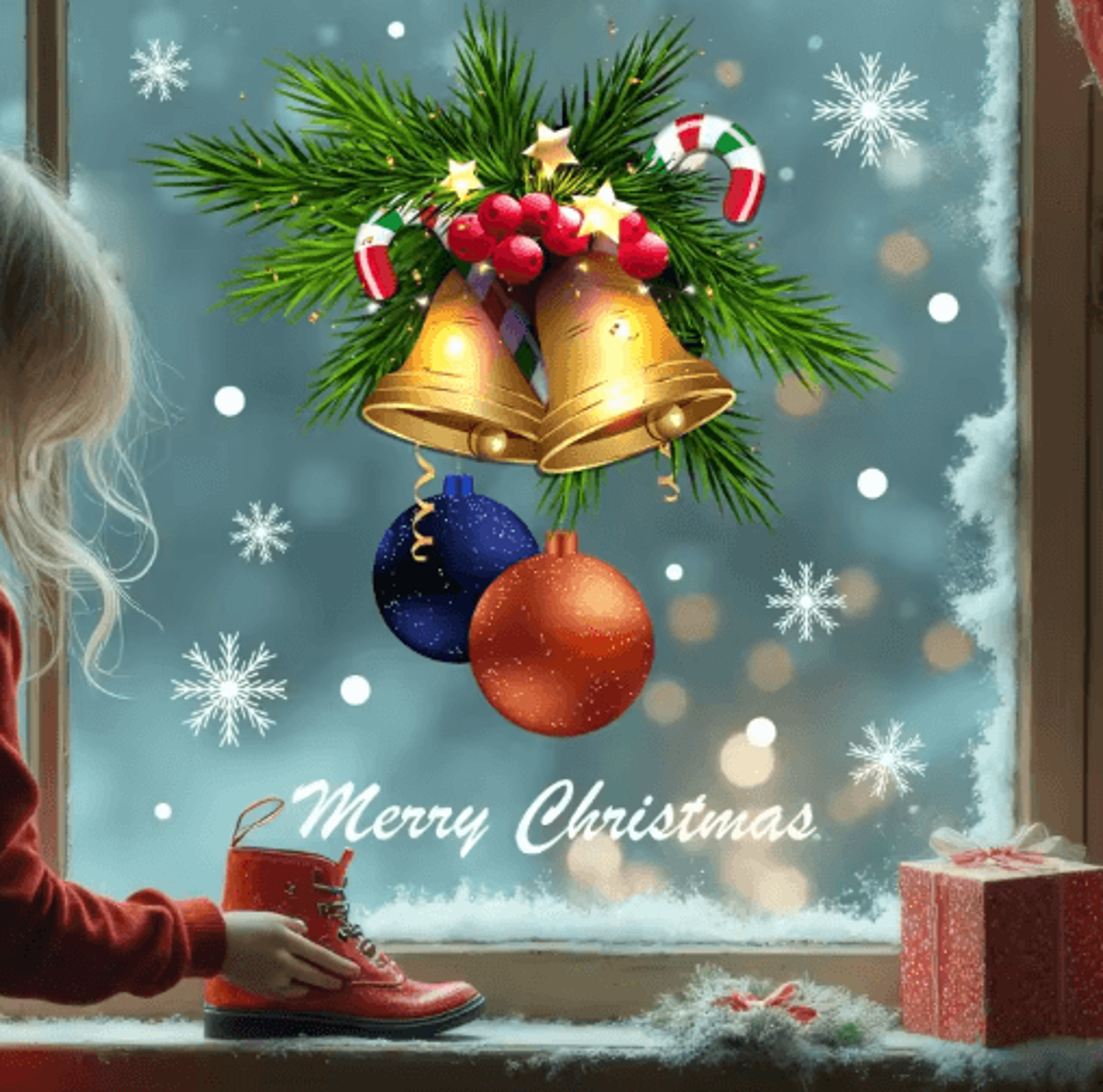 Reusable Christmas Window Stickers  Static Cling Golden Bells Red Berries  Snowflakes 1pc  2pcs 6