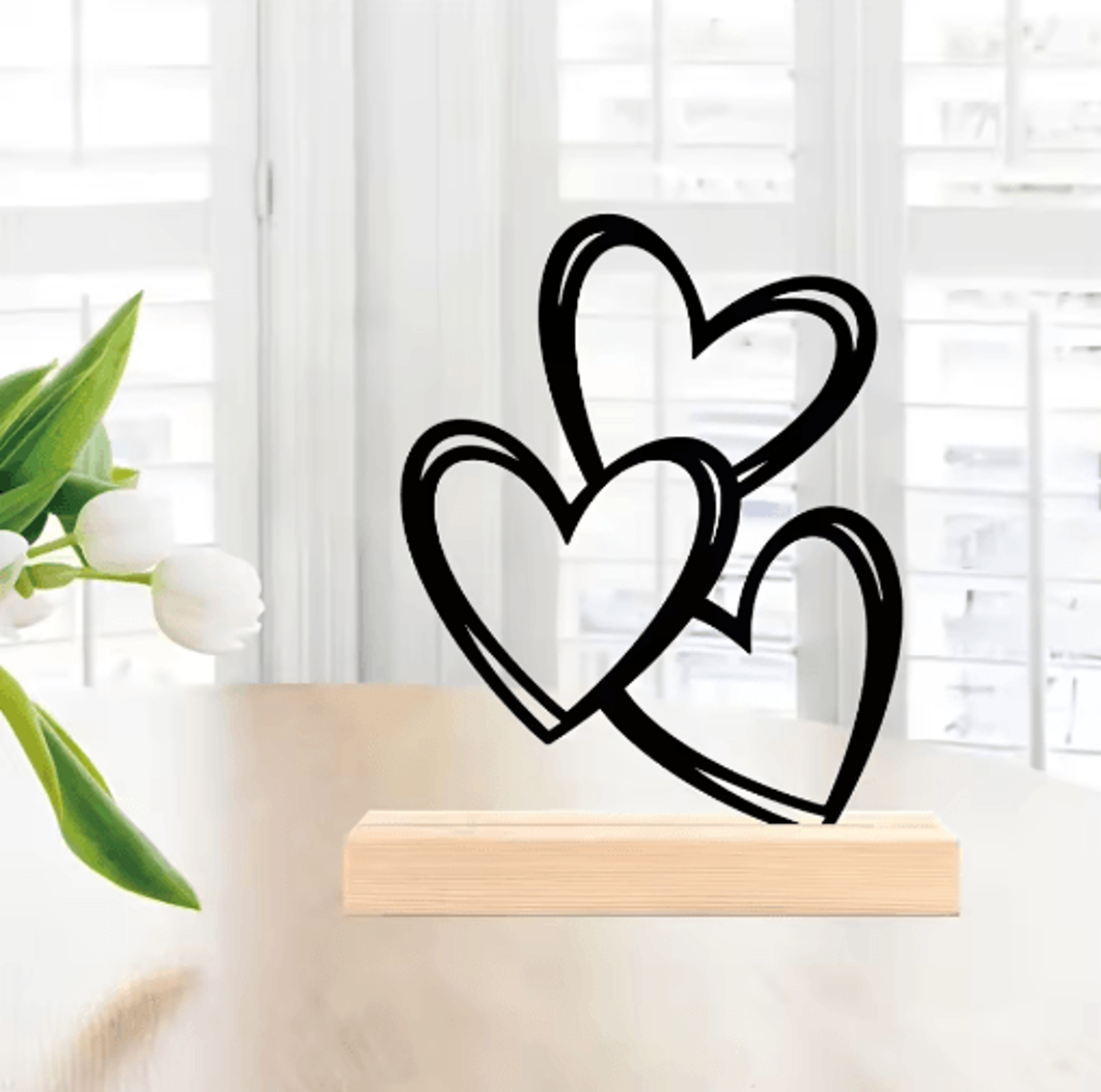 Minimalist Wooden Heart Desktop Decor  Love Ornament For Coffee Table  Study Desk 6