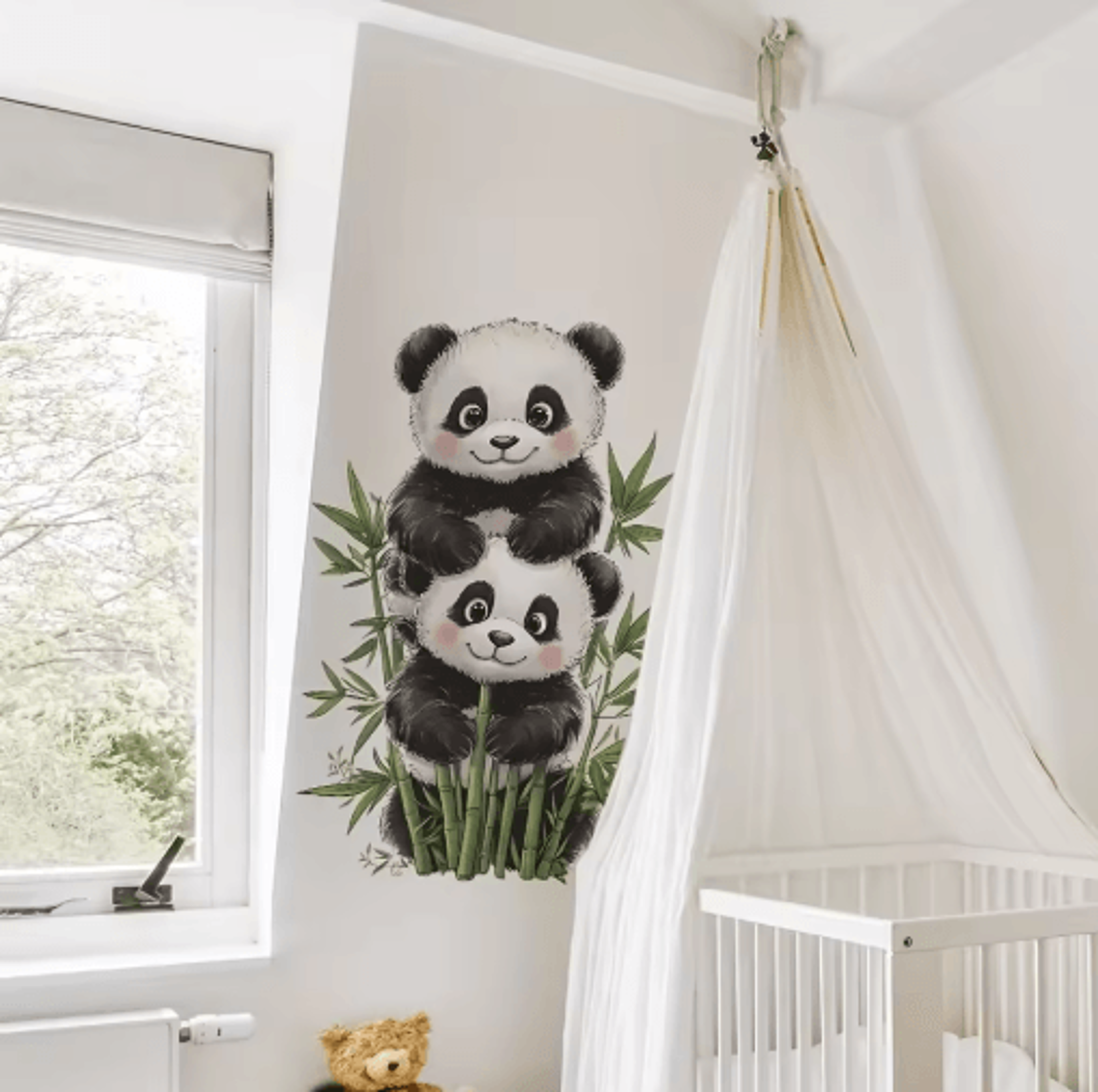 Cartoon Watercolor Bamboo Panda Wall Sticker  SelfAdhesive Room Decor For Home 2