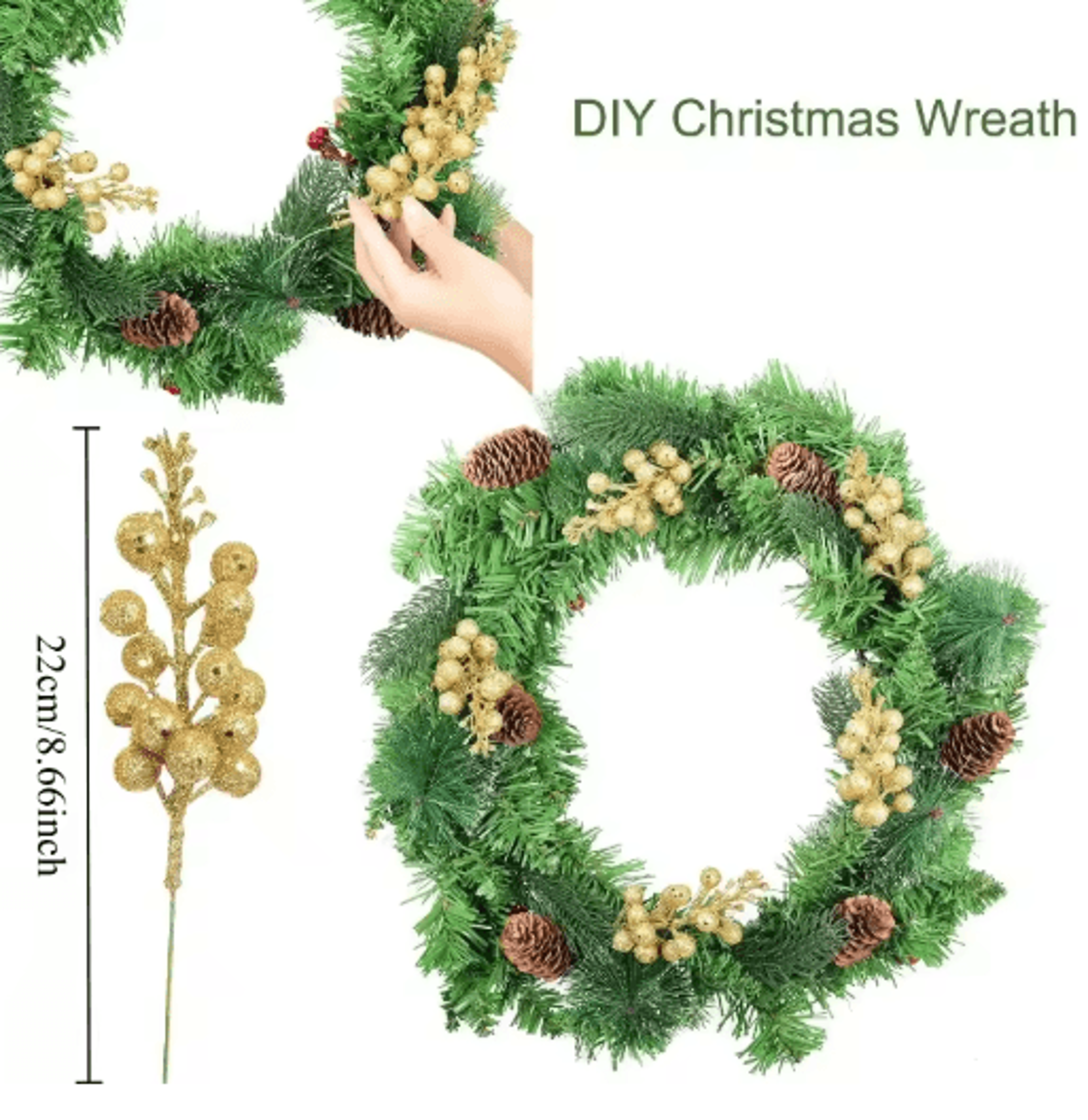 10Piece Artificial Berry Bouquet  Festive Christmas Accents For Holiday Decor 7