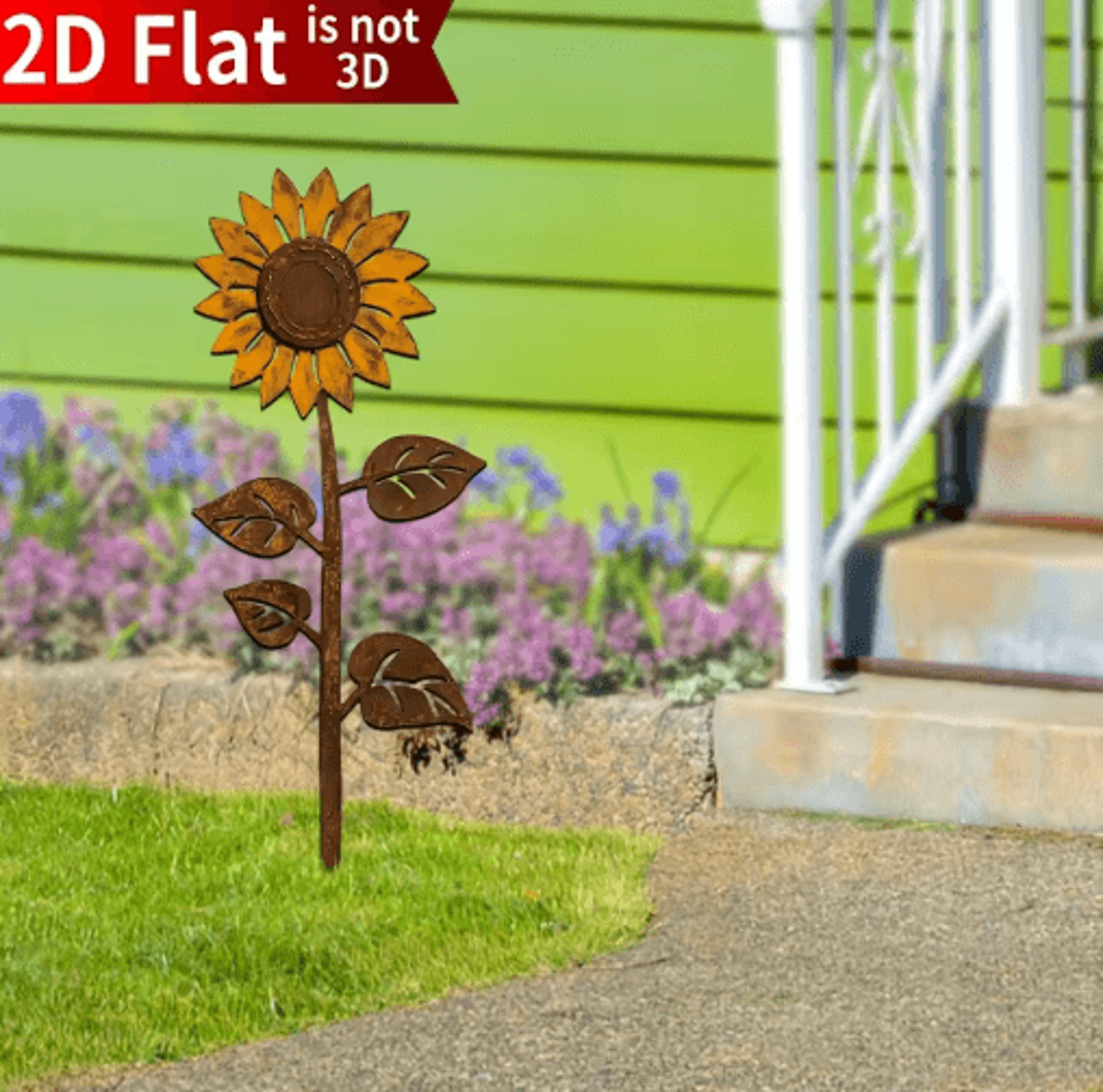 Rustic Metal Sunflower Garden Stake  Vintage Outdoor Yard Art Accent 5