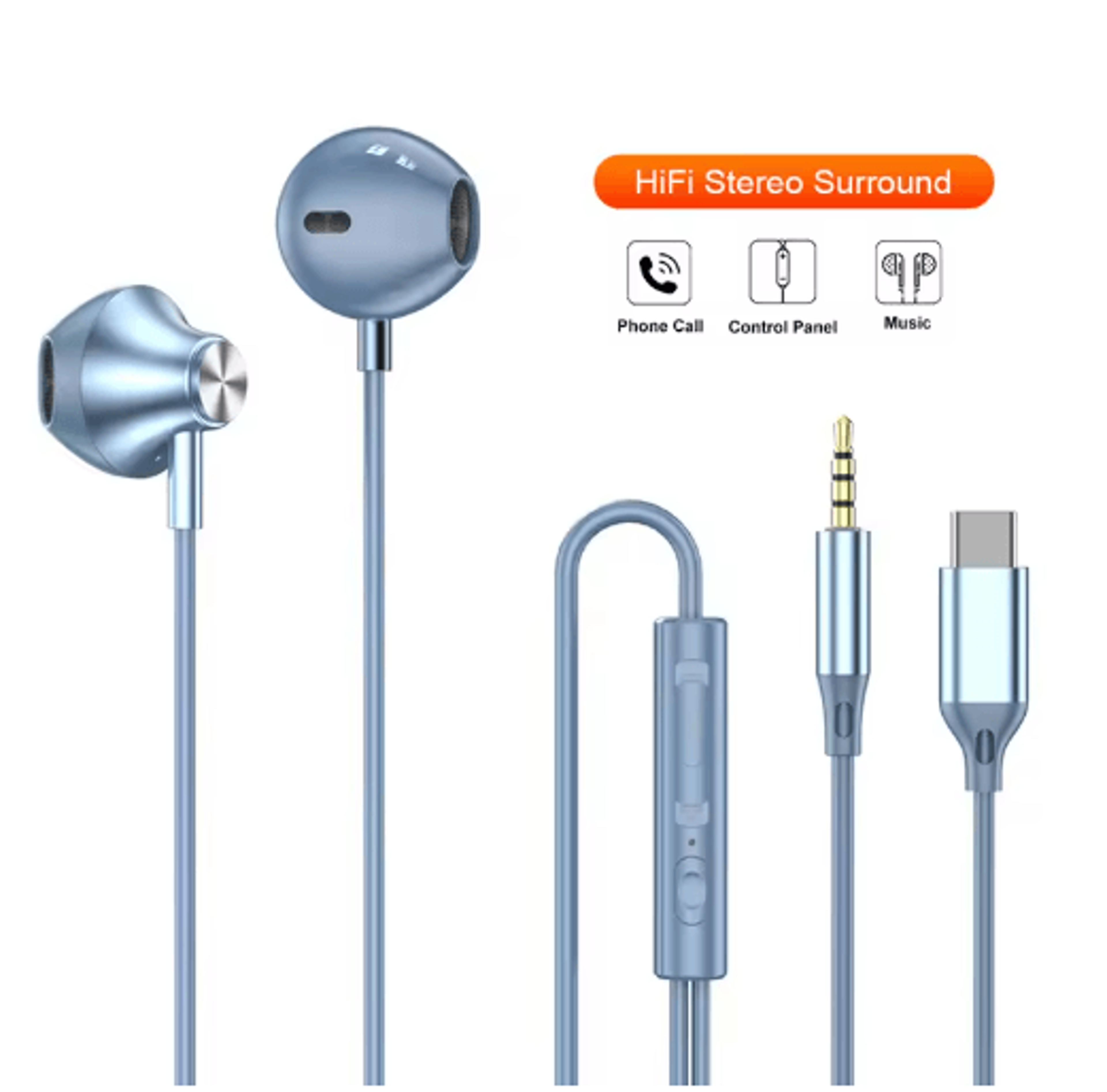 9D Stereo Wired Earphones  HiFi InEar Headphones With Mic  Wire Control 0