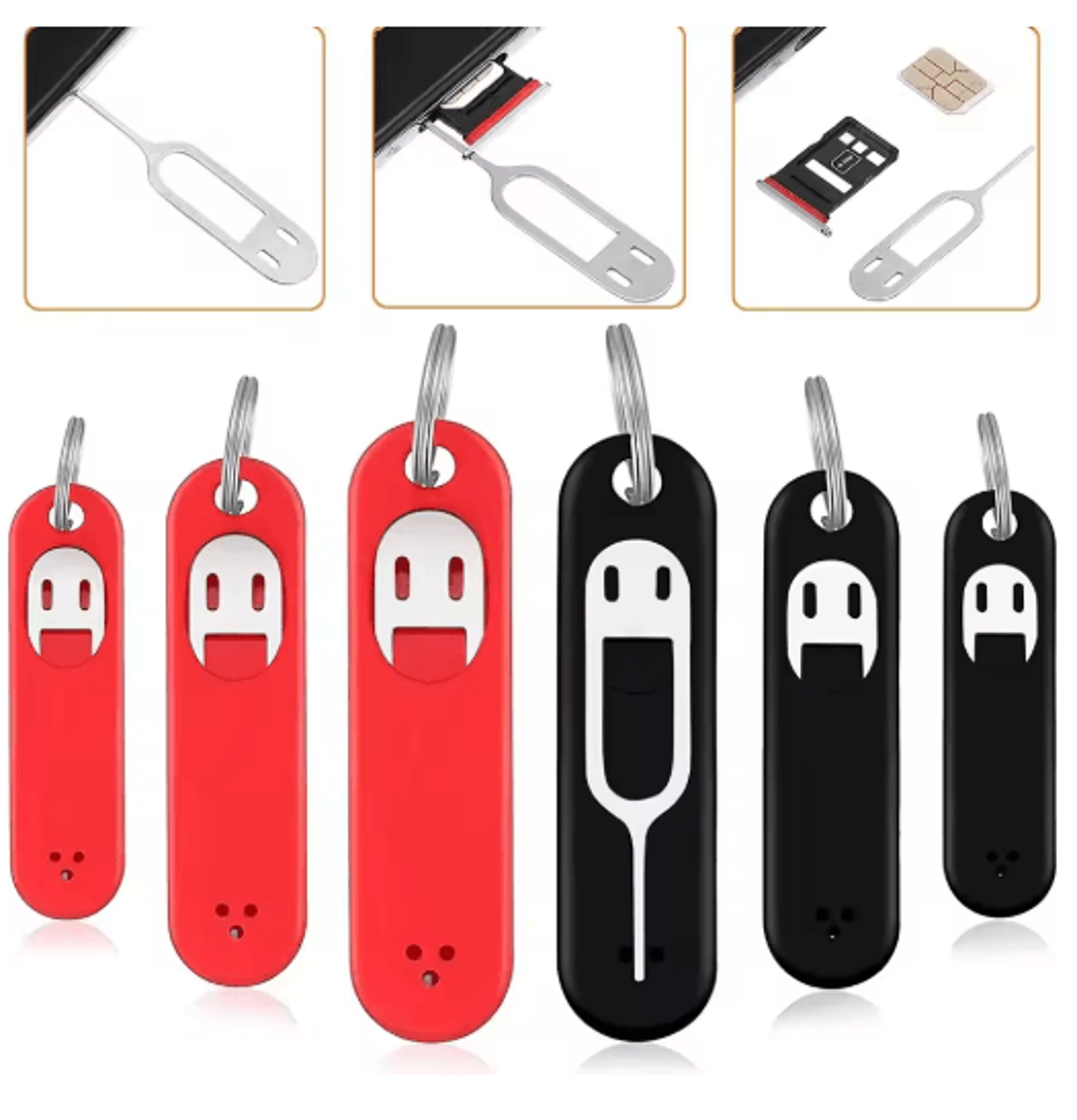 Silicone SIM Ejector Keychain Set 15 Pcs  AntiLost Phone SIM Removal Tool 15
