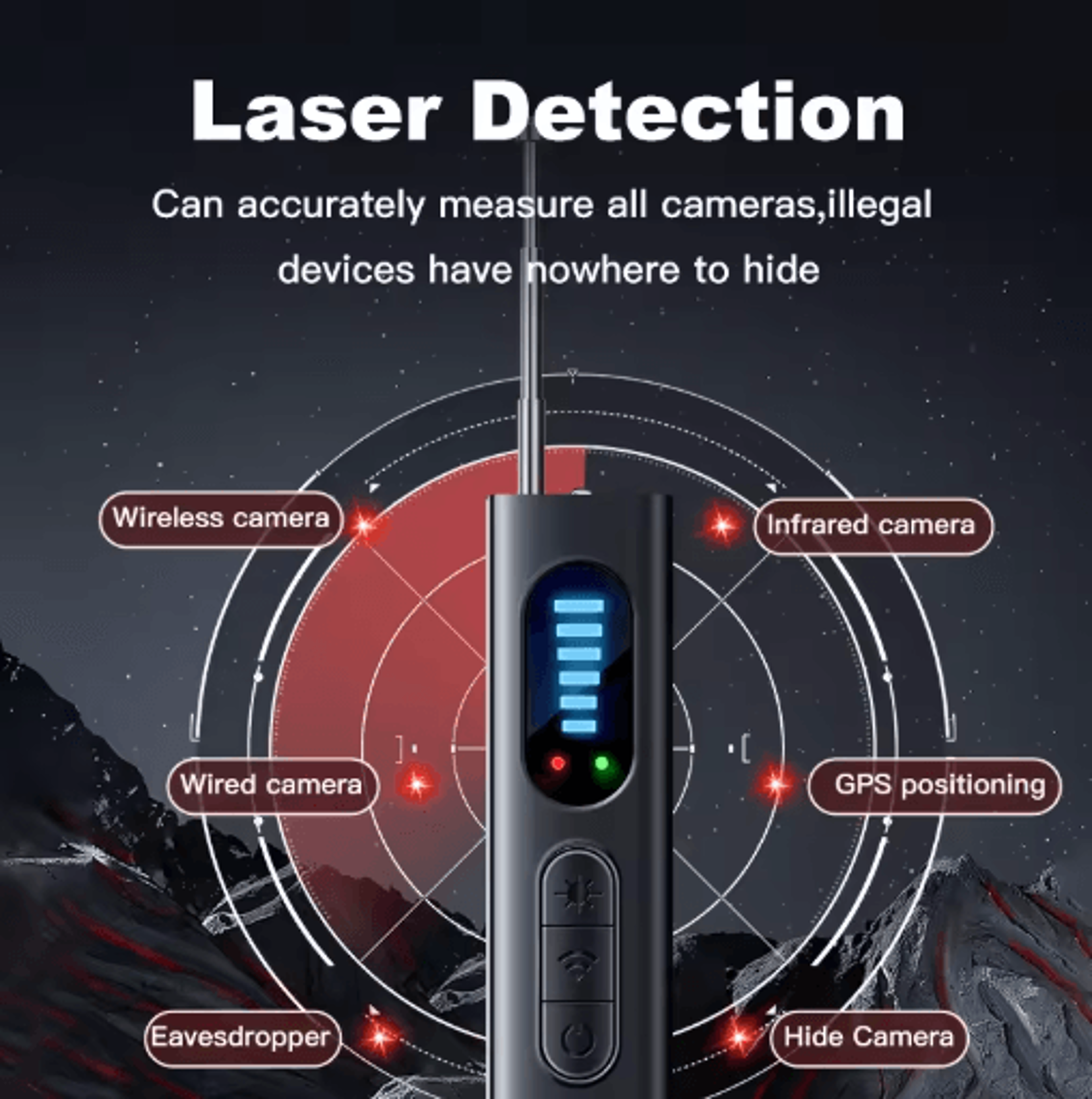 AntiSpy Signal Detector  Intelligent RF Infrared  GPS Bug Scanner 4