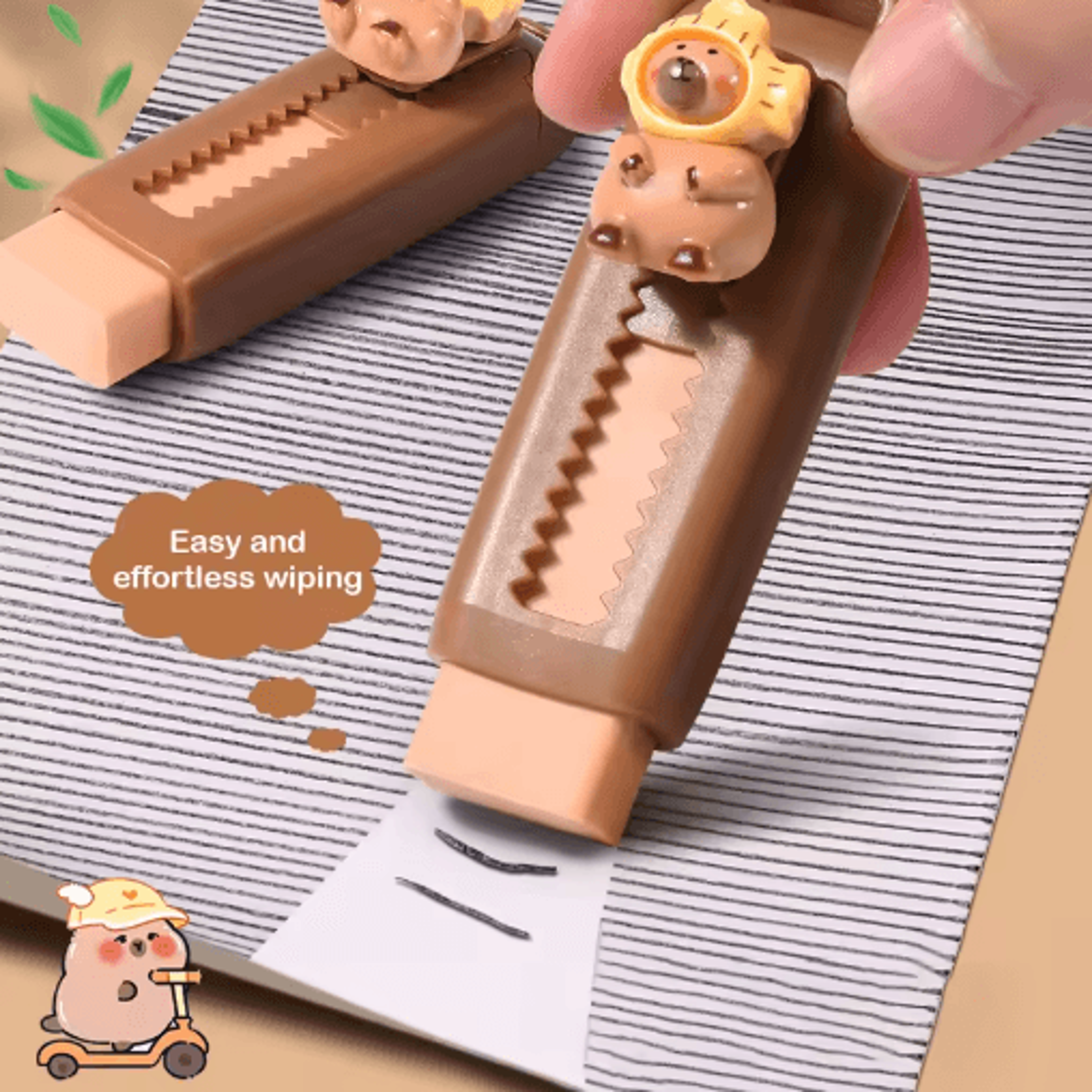 Cute Capybara Retractable Eraser  PushPull Drawing Eraser For School  Office 3