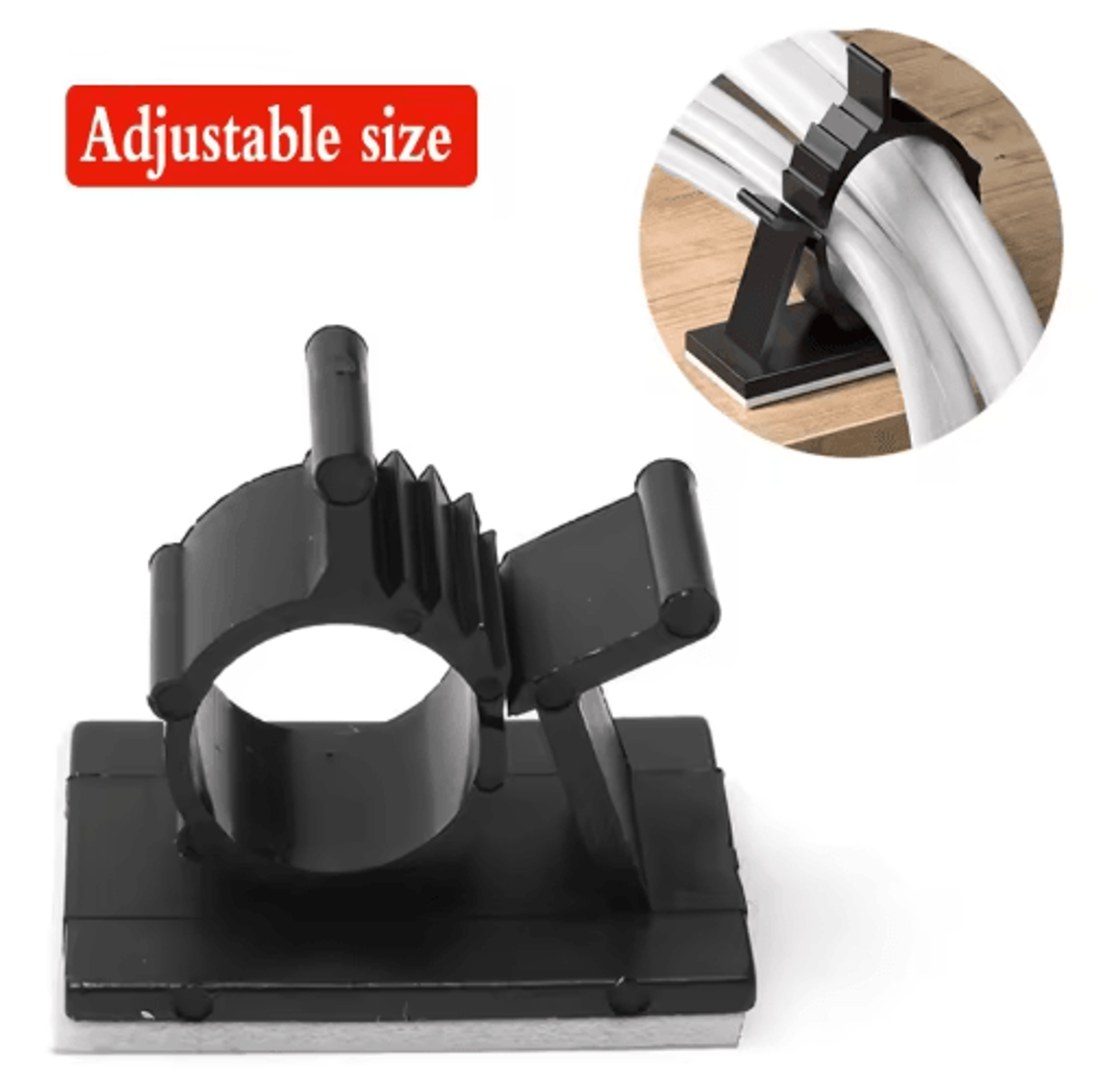 SelfAdhesive Cable Organizer Clips 10Piece Set  Adjustable Desktop Wire Holders 0