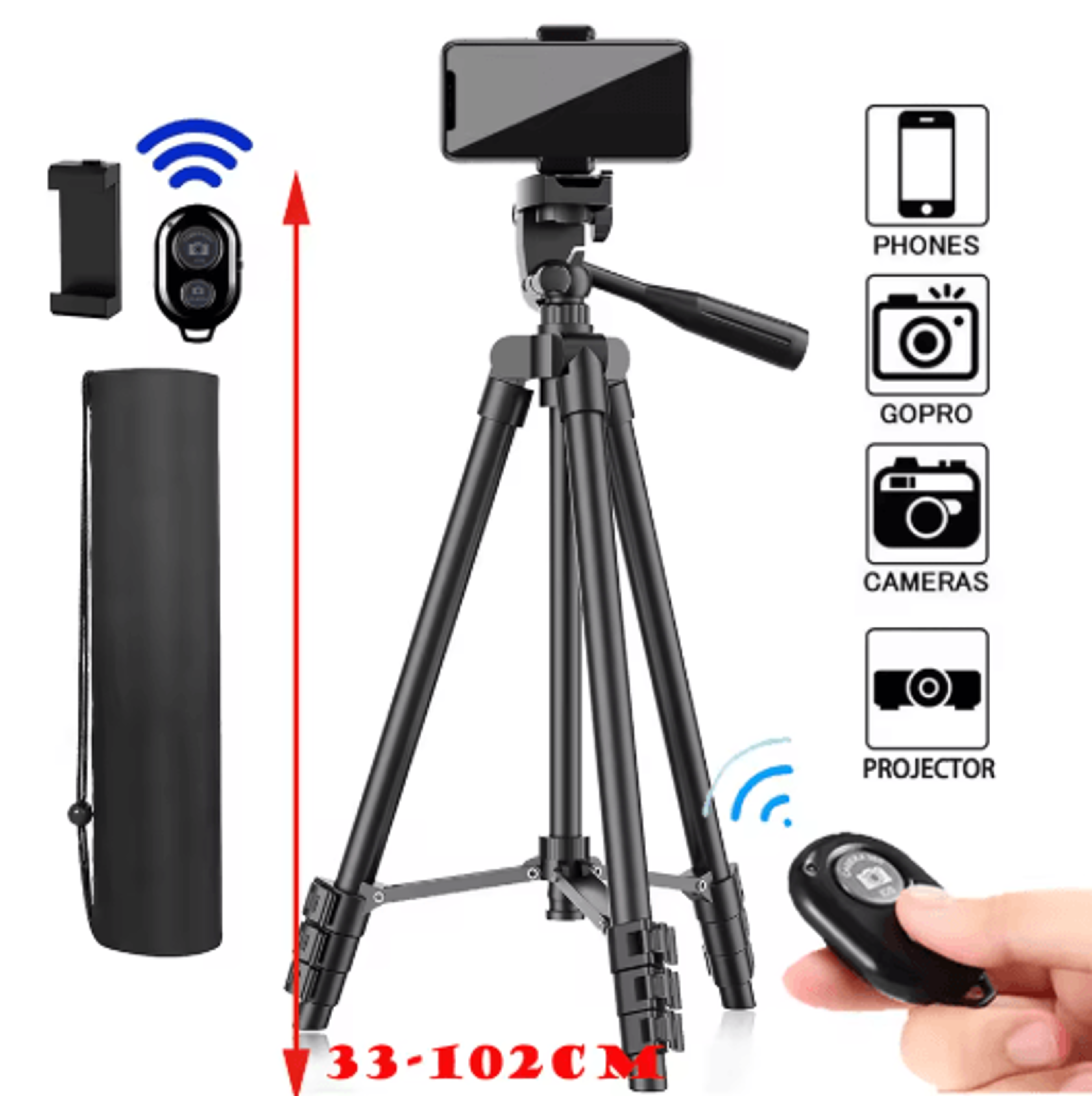 Lightweight Phone Tripod With Bluetooth Remote  Adjustable Camera Stand For Video  Photography 1