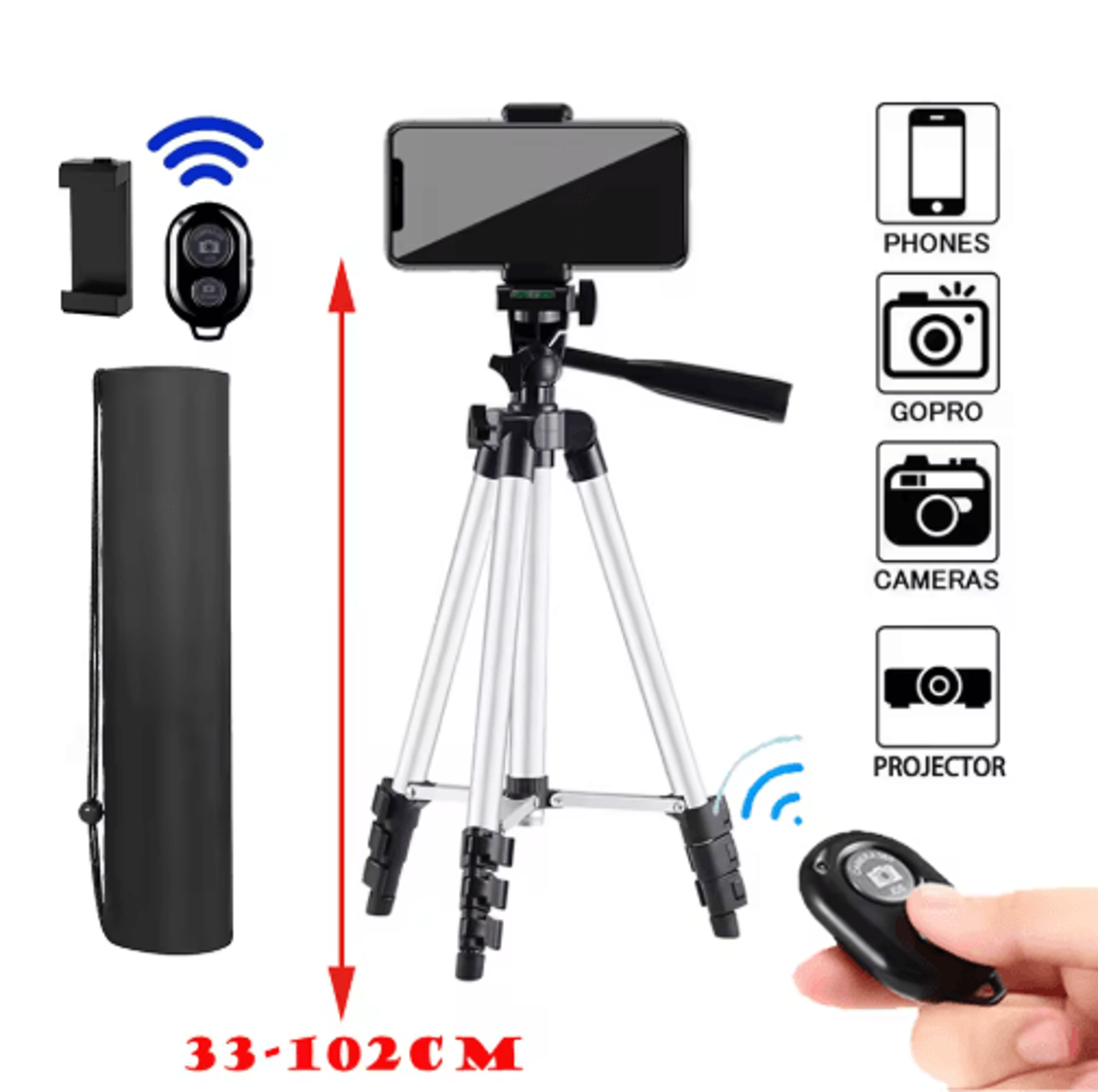 Lightweight Phone Tripod With Bluetooth Remote  Adjustable Camera Stand For Video  Photography 2