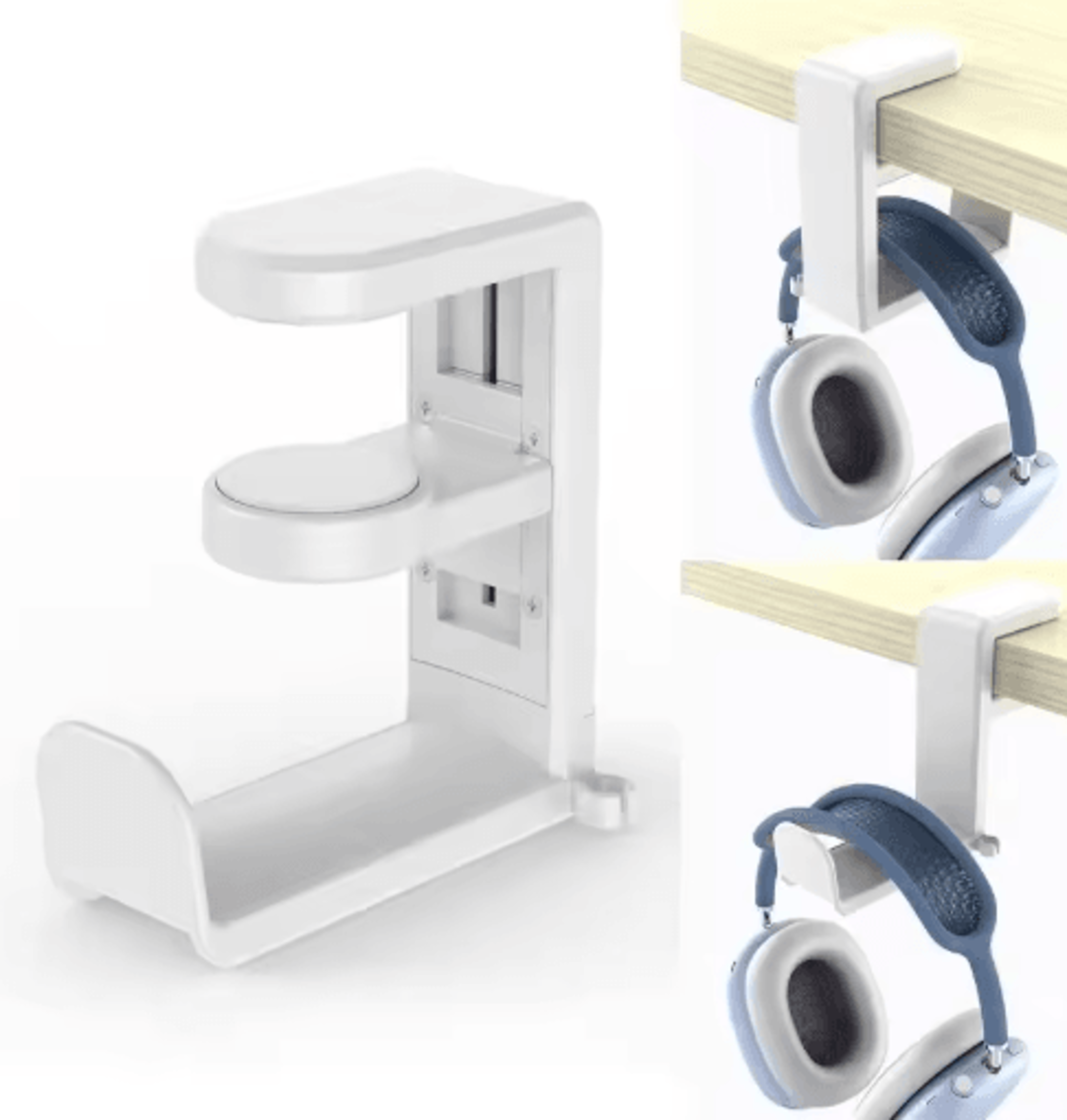 Premium NoPunch Headphone  Accessory Holder ClipOn Table Hook Storage Organizer 1