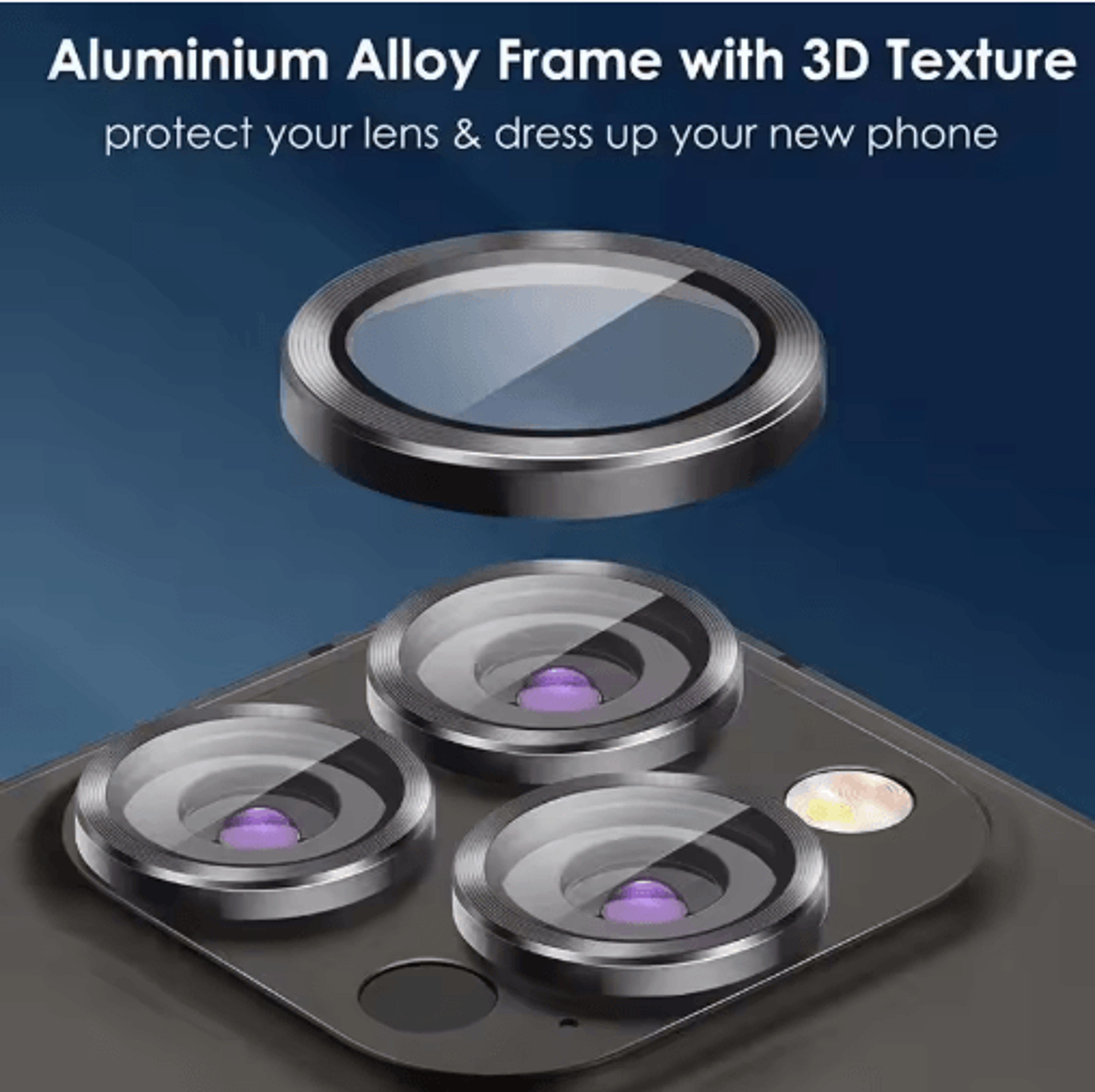 3Piece Tempered Glass  Metal Camera Lens Protector For IPhone 15