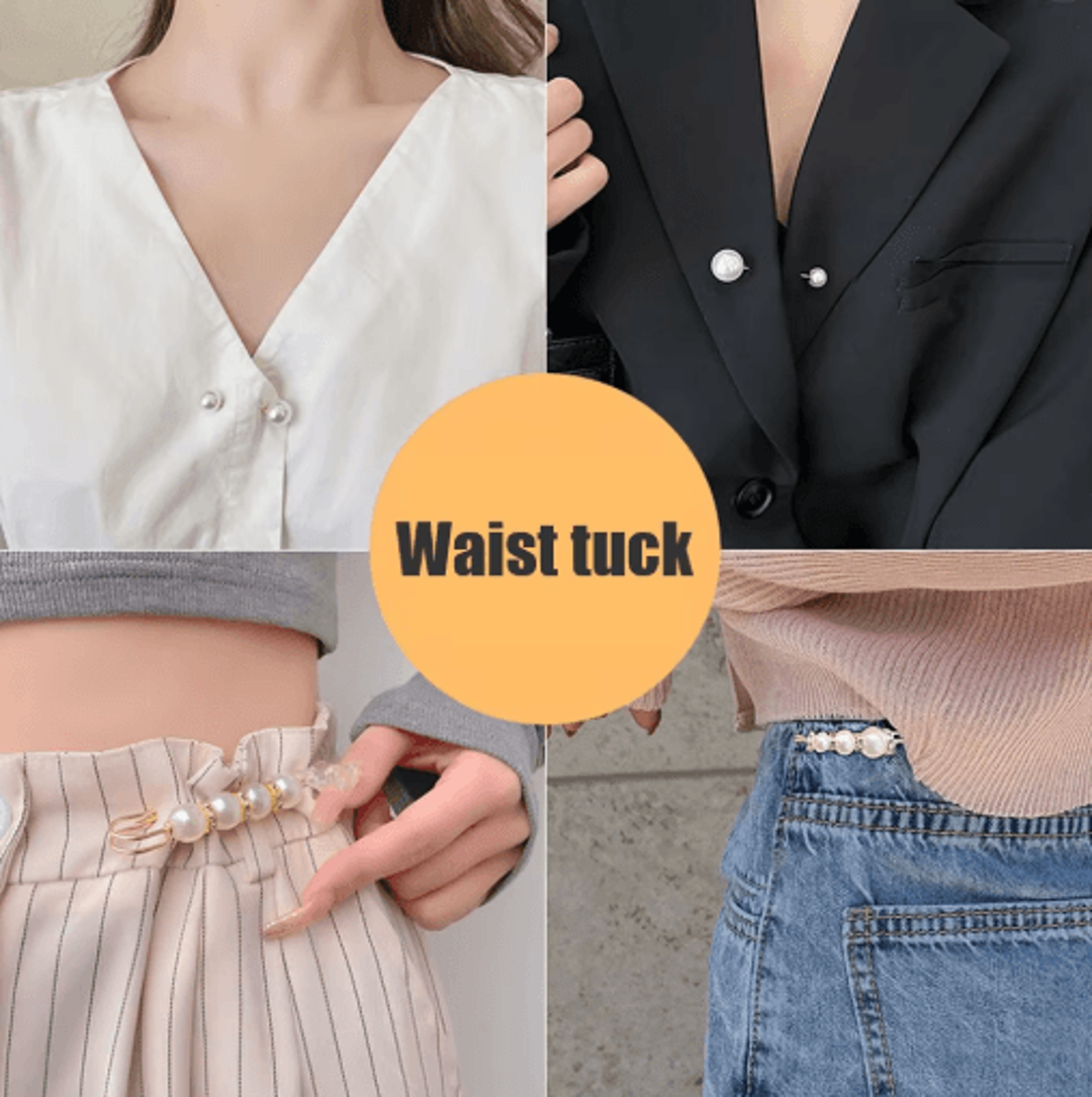 4Piece Pearl Waist Adjustment Buckle Set  Decorative Clothing Extenders 8