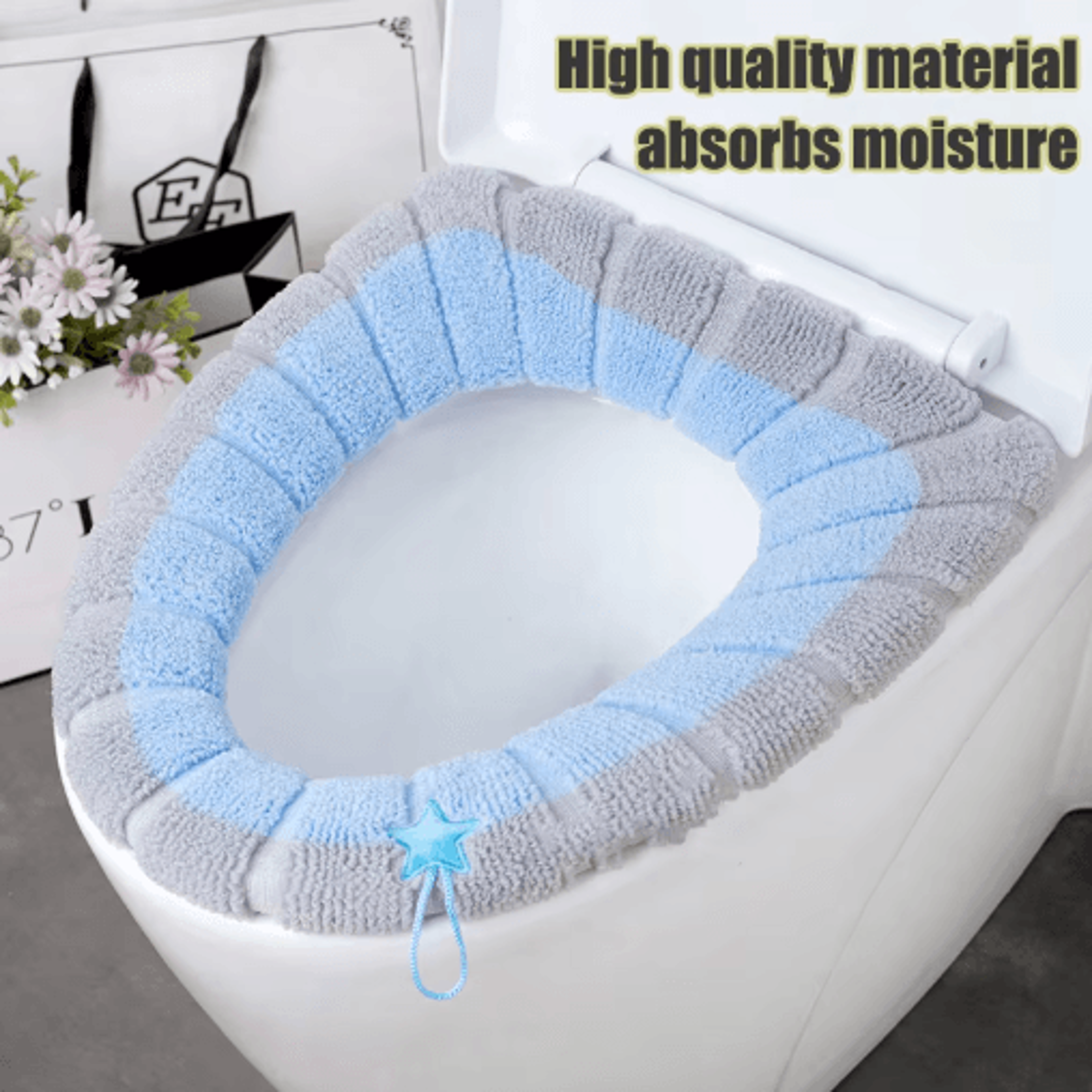 Portable Knitted Toilet Seat Cover  Thickened Washable  Warm OType Universal 9