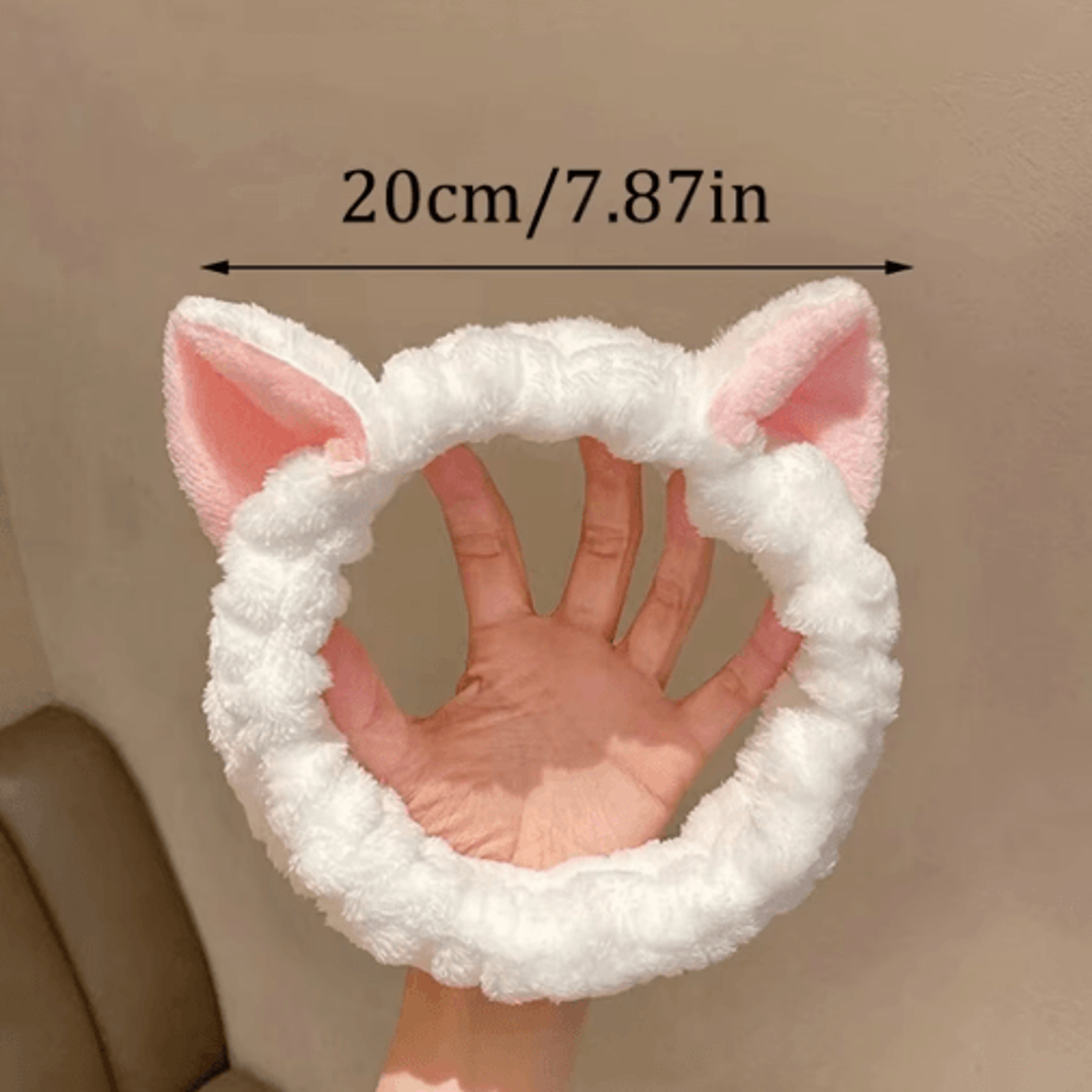 Cute Cat Coral Plush Hairband  Soft Bow Headband For Makeup  Face Washing 5