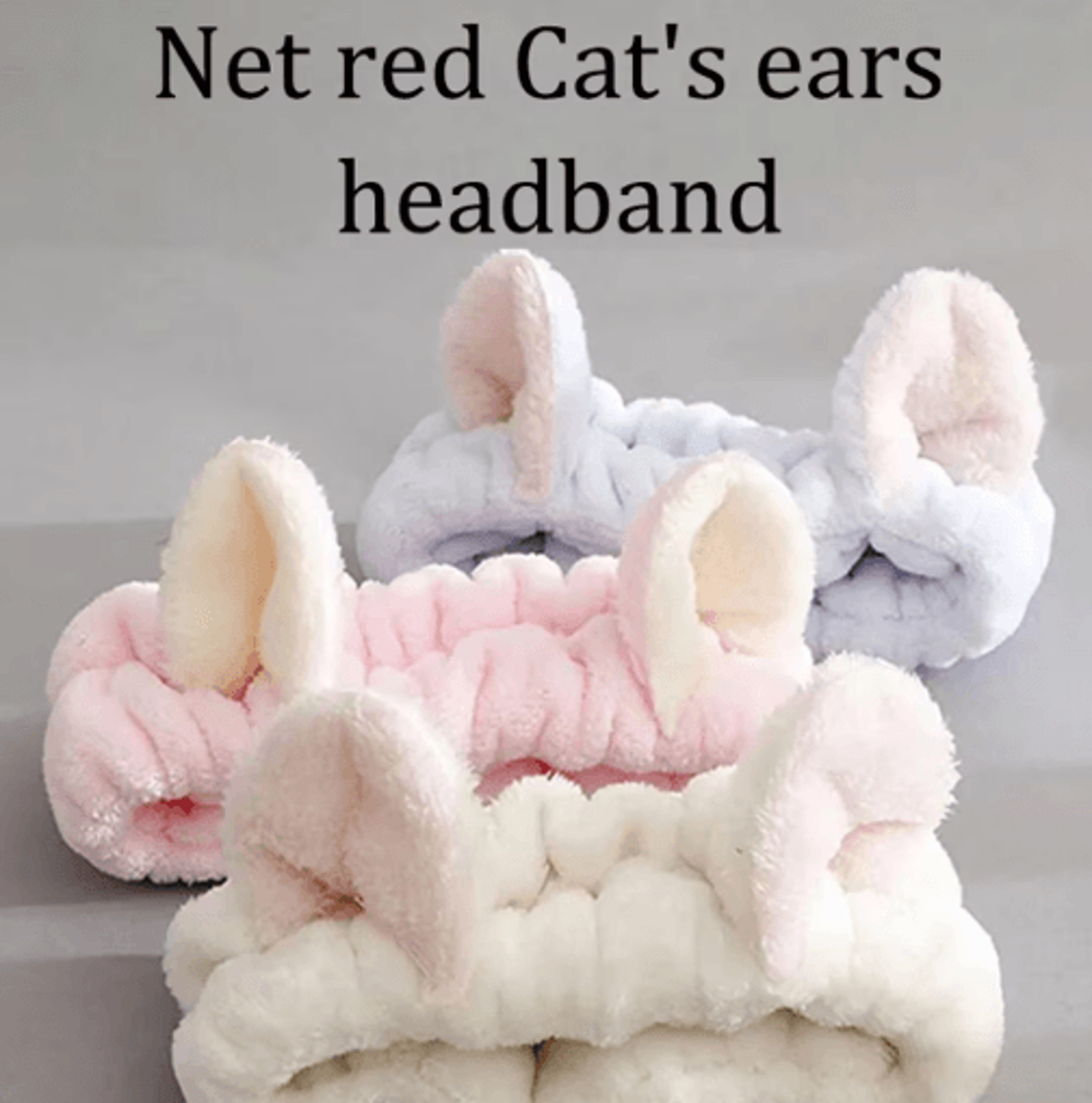 Cute Cat Coral Plush Hairband  Soft Bow Headband For Makeup  Face Washing 8