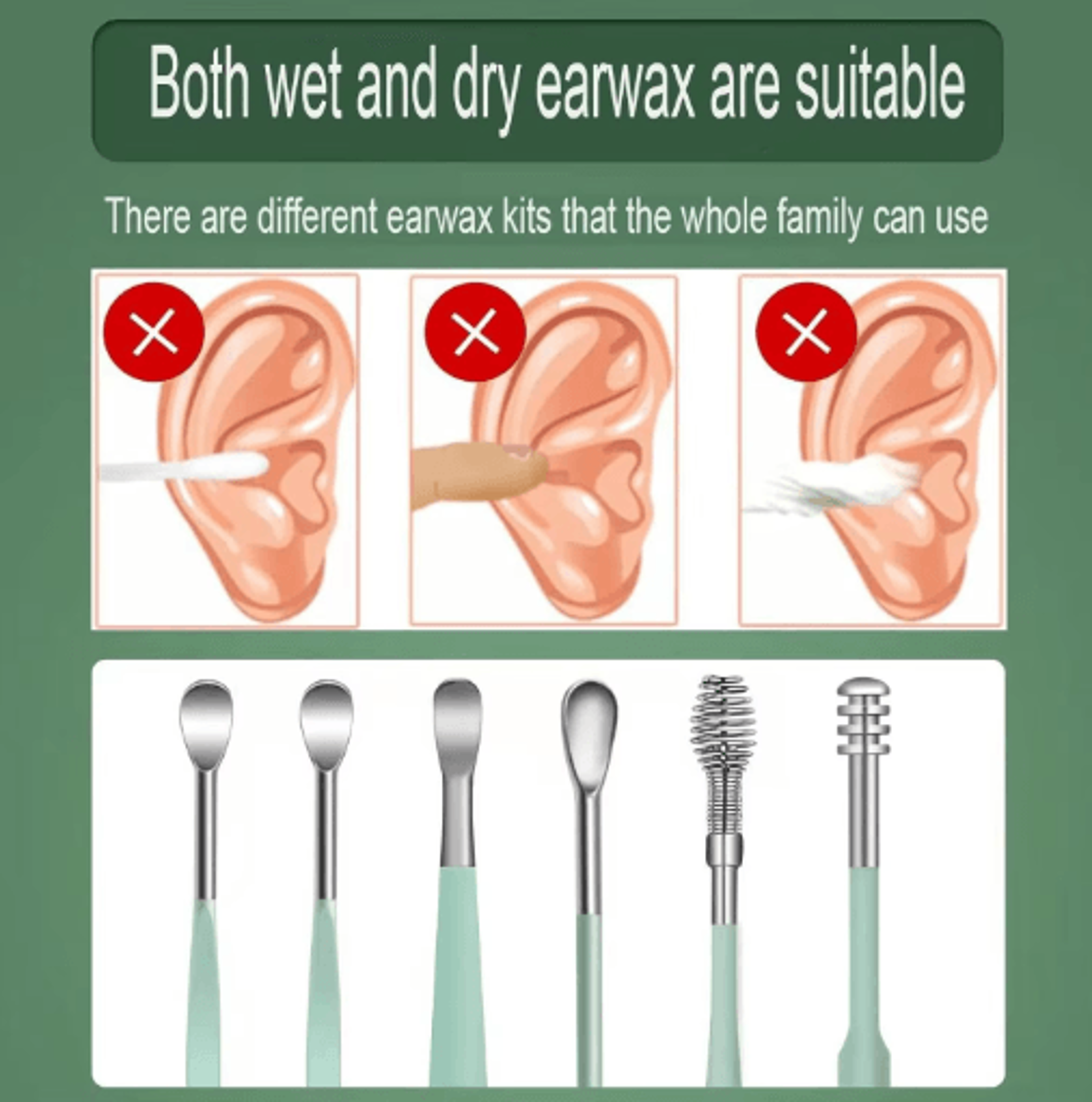 6 Piece Stainless Steel Ear Cleaner Set Precision Earwax Removal Tools 6
