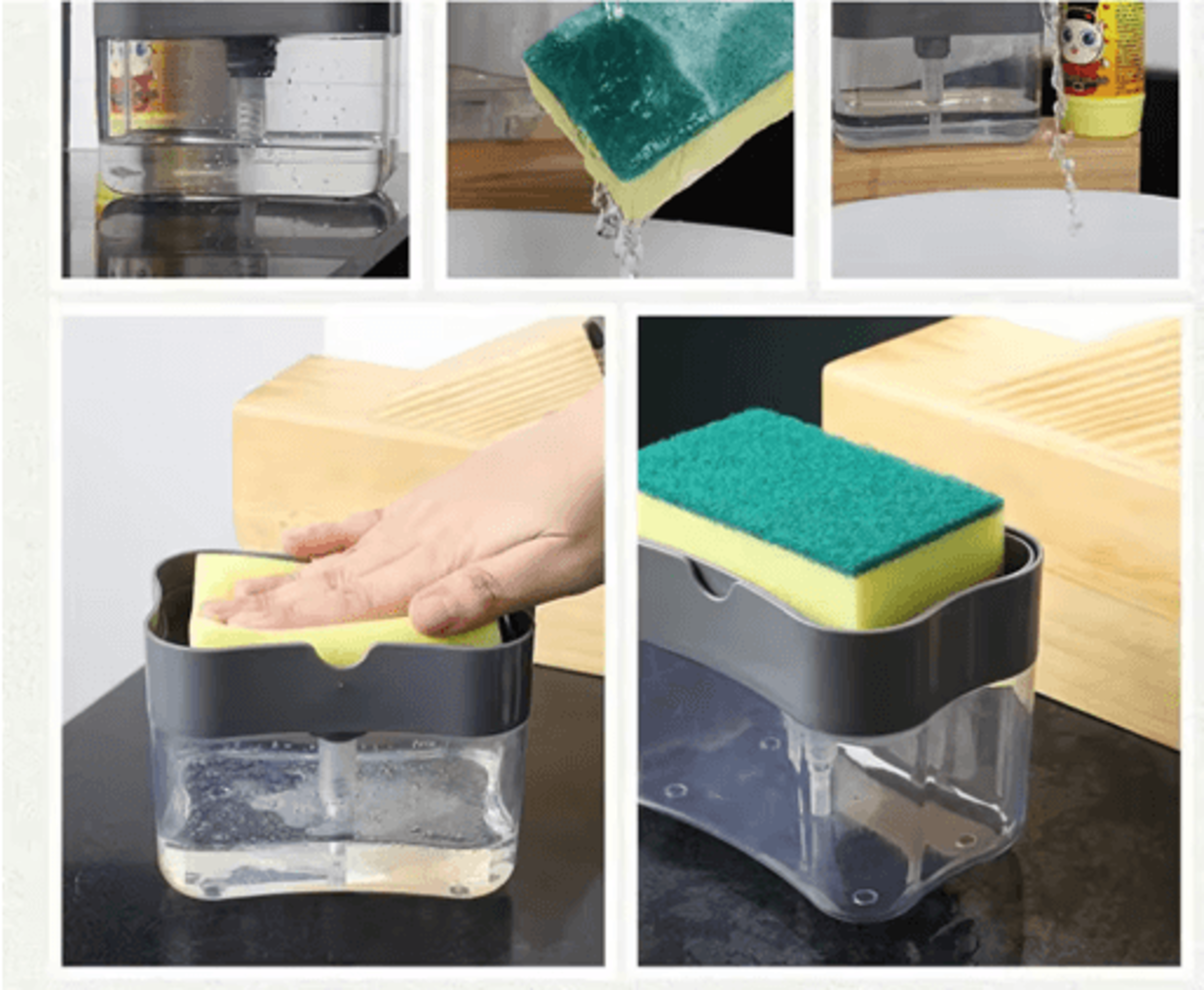 Press Type Dishwashing Brush With Soap Dispenser Automatic Cleaning Pot Brush 4