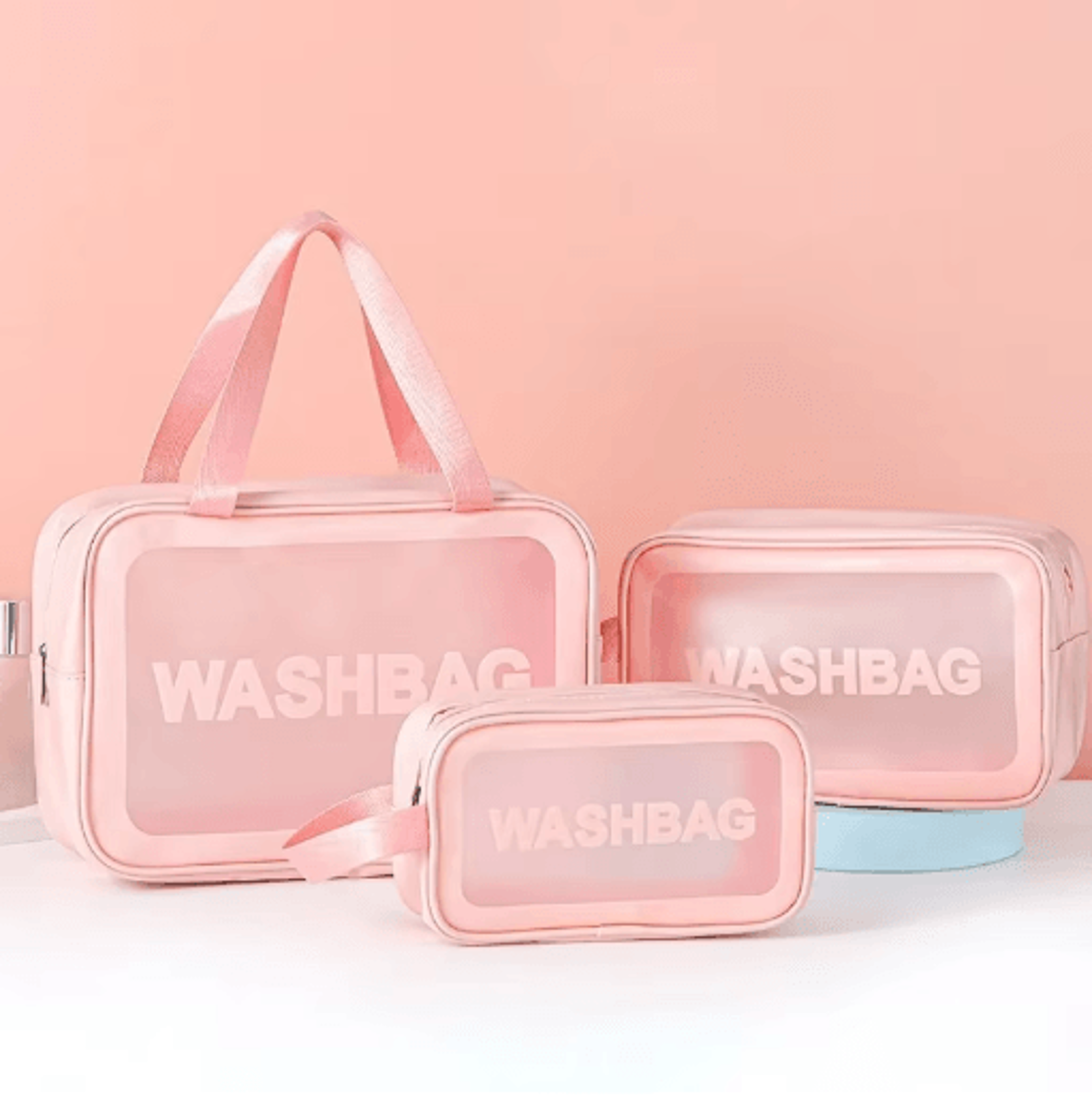 3 Piece PU Transparent Makeup And Toiletry Bag Set Large Capacity Frosted PVC Organizer 7