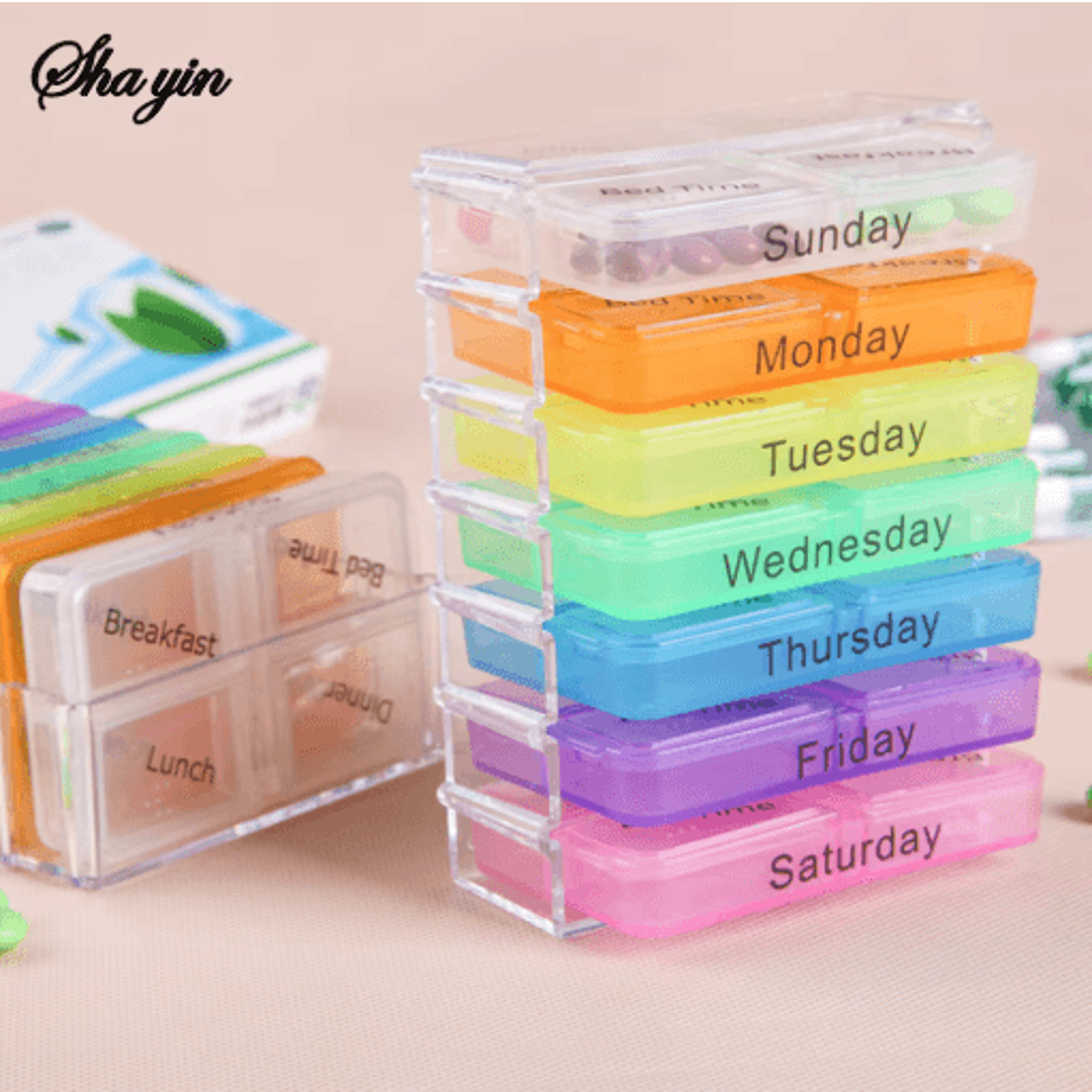 28 Compartment Drawer Style Medicine Organizer Home Health Care Storage Box 7