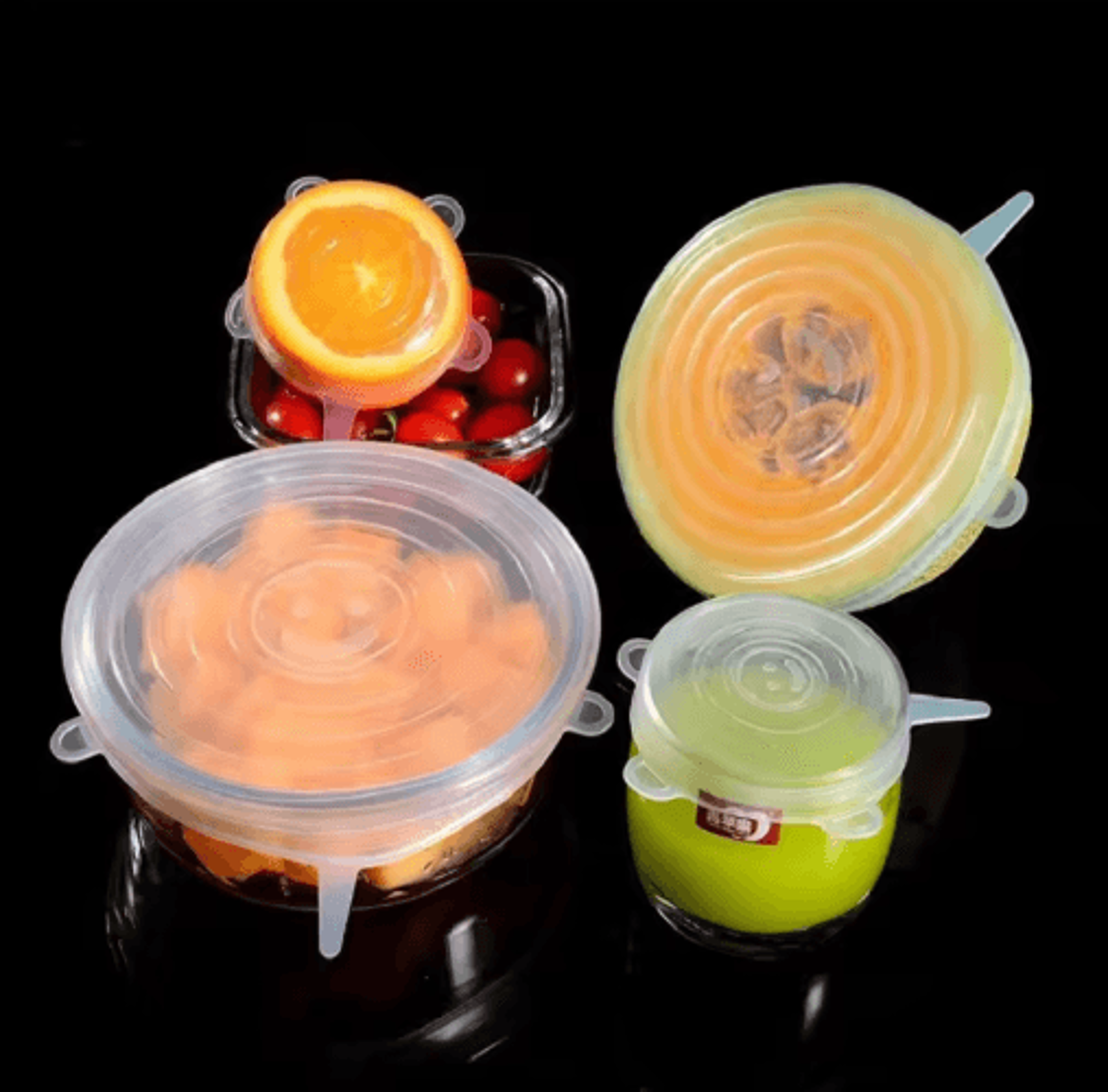 6Piece Silicone Stretch Lids Reusable FreshKeeping Food Bowl Covers 6