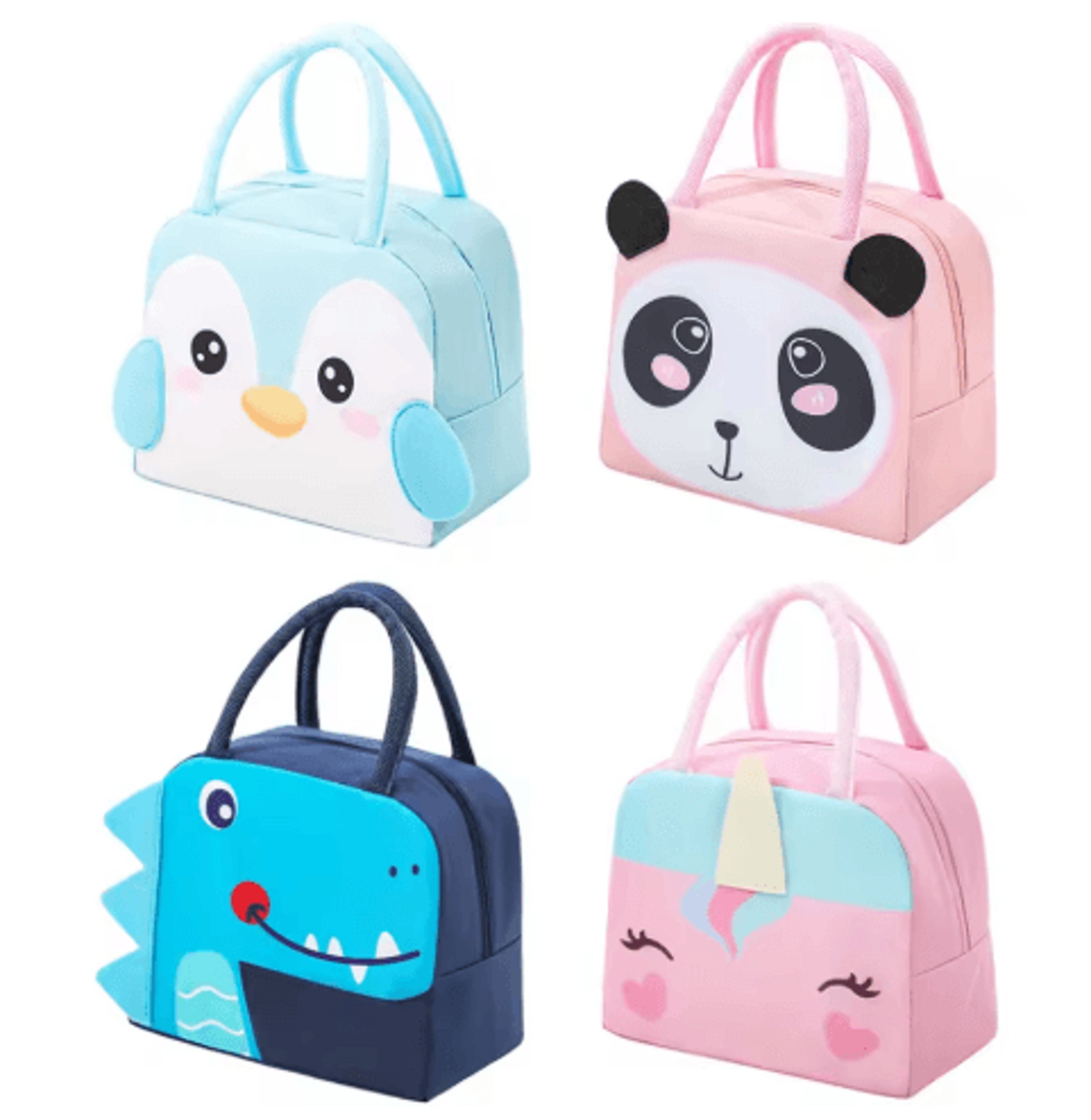 3D Cartoon Bento Lunch Bag Insulated Canvas Handbag With Ice Pack Space 0