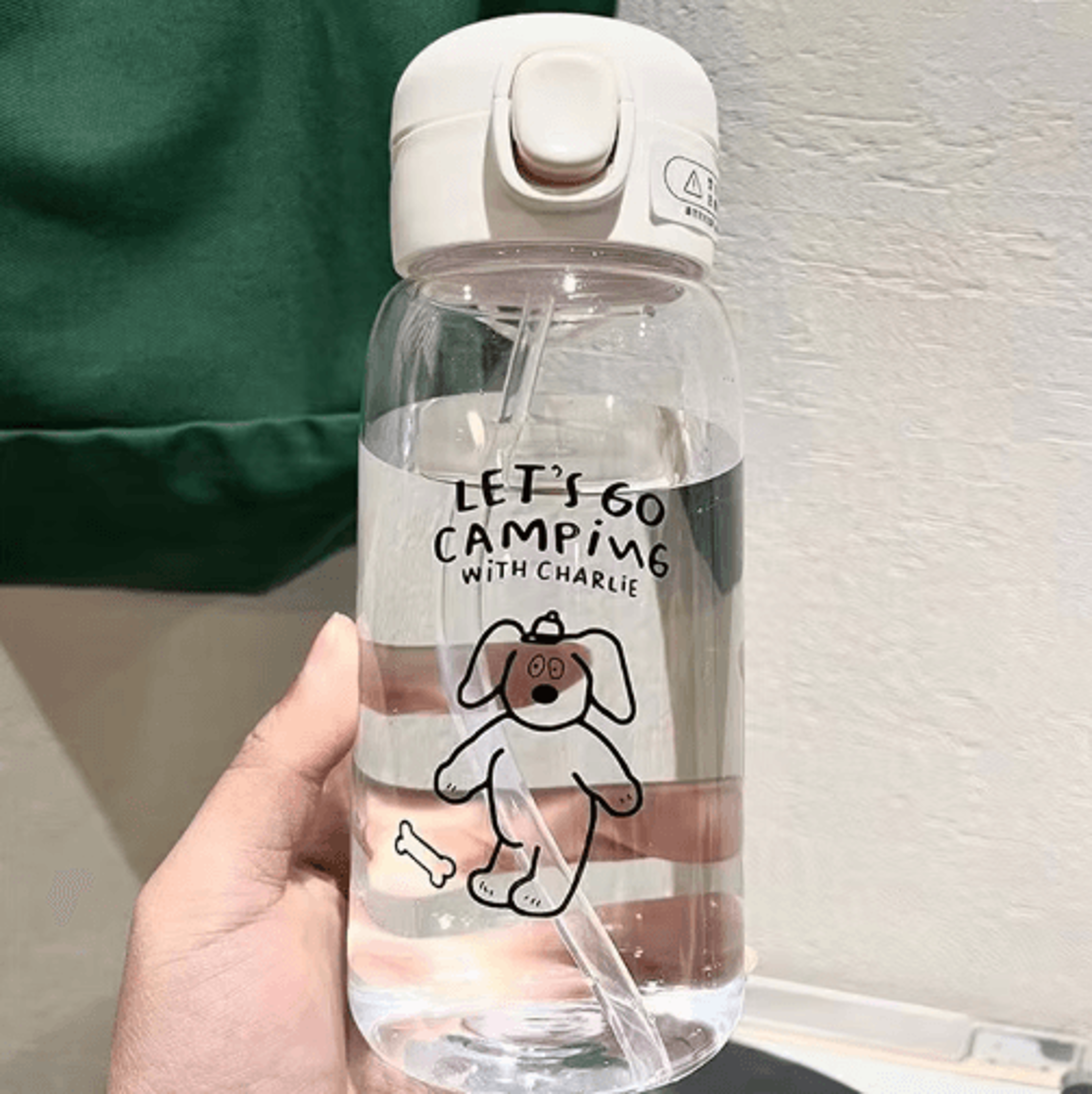Cartoon LargeCapacity Plastic Water Bottle With Straw DropResistant Portable Cup 5