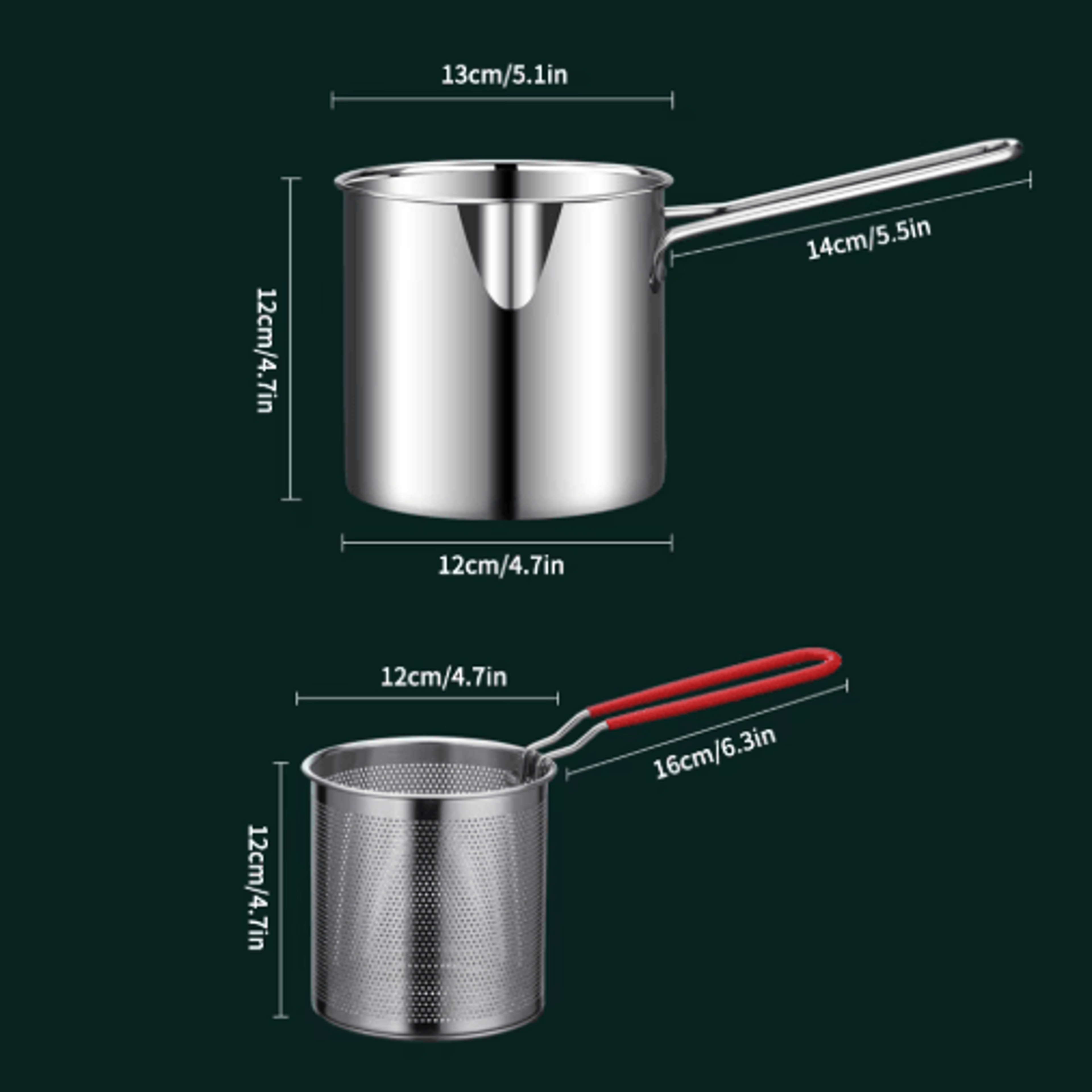 Stainless Steel Deep Fryer Pot With Basket Compact MultiPurpose Frying Cooker 2