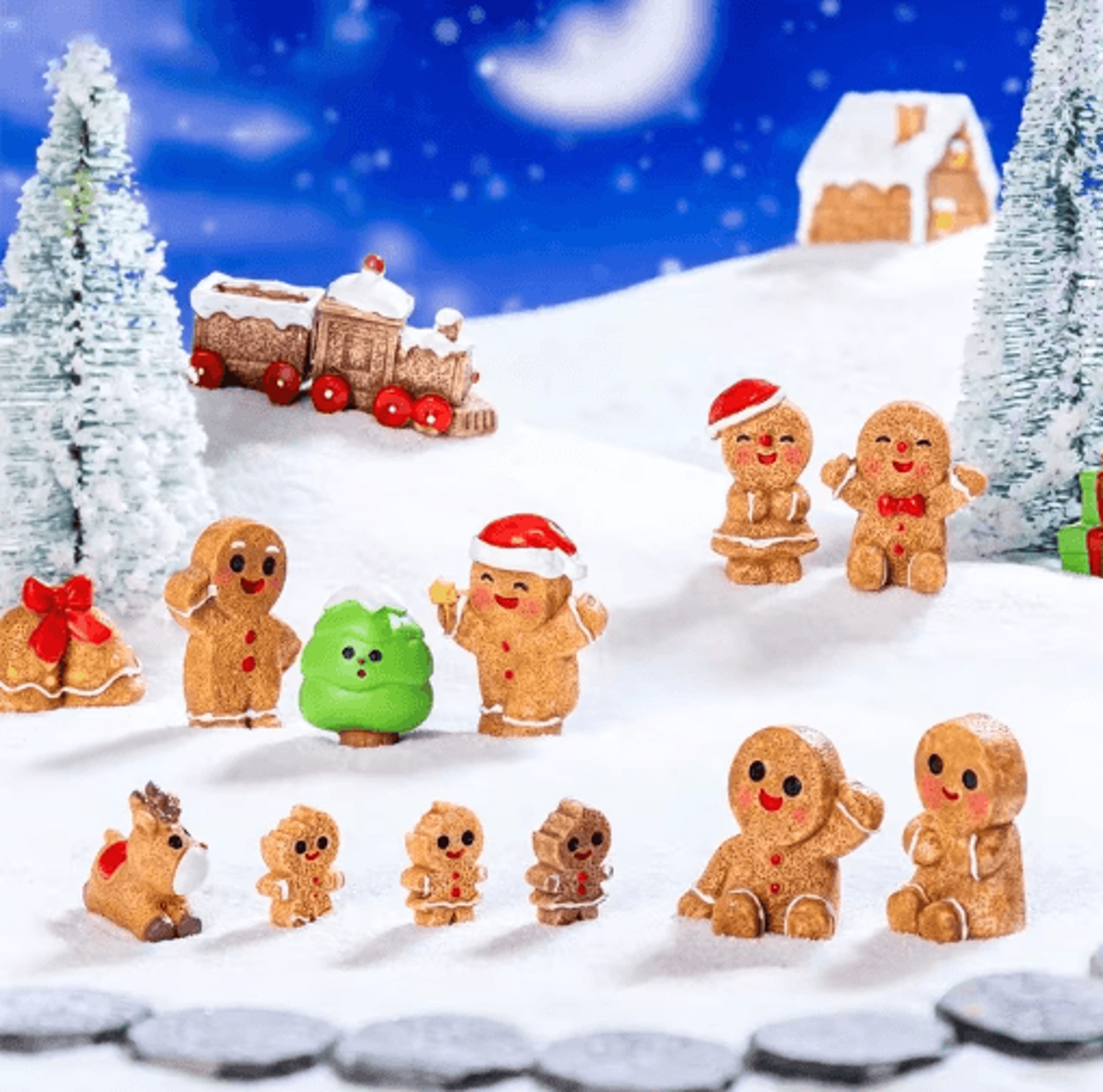 Mini Christmas Ornament Dollhouse Figures Gingerbread Man And Snowman Micro Landscape Decor 0