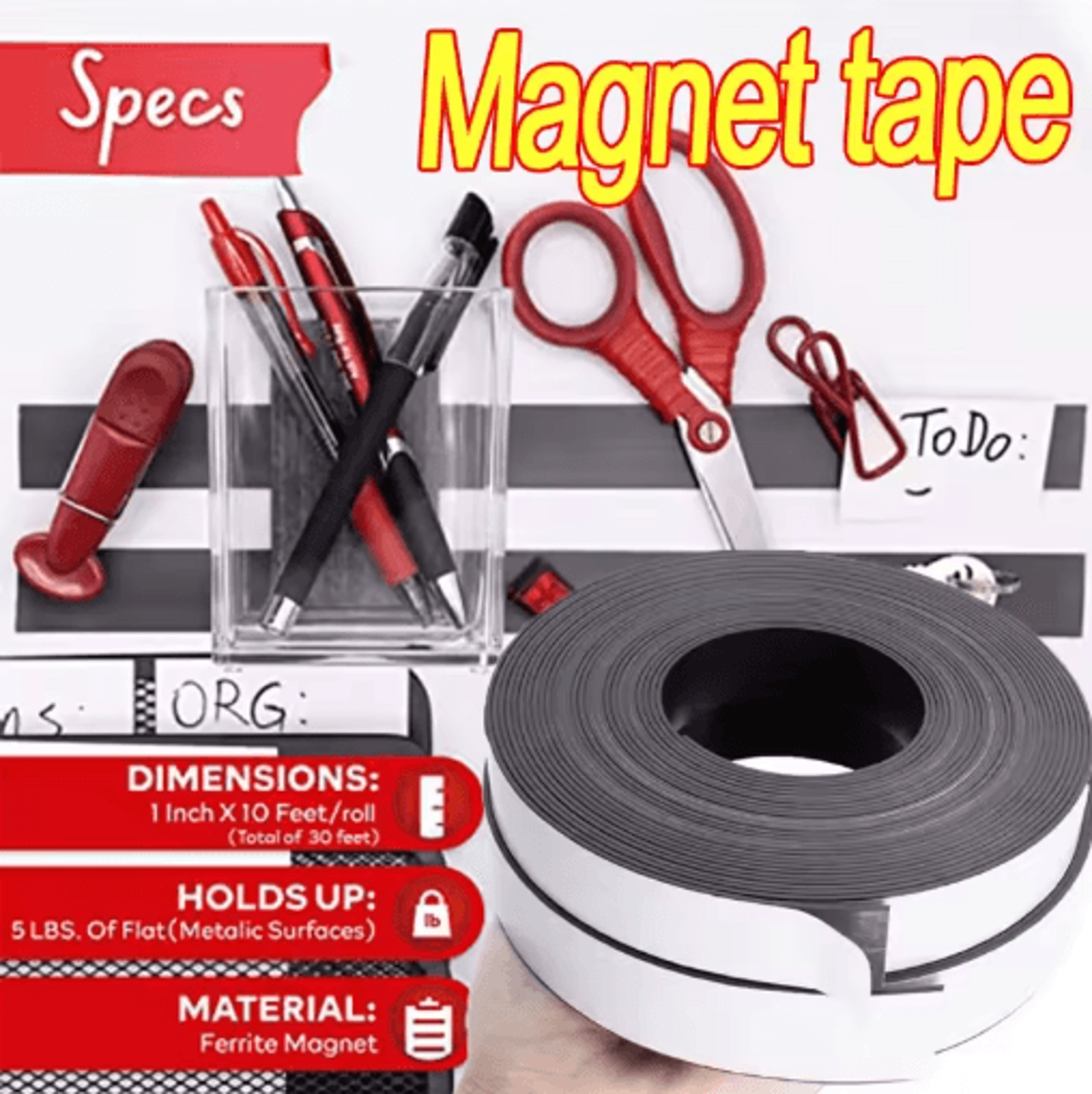Self Adhesive Magnetic Tape Cuttable Rubber Magnetic Strip For DIY Fixing And Storage 0