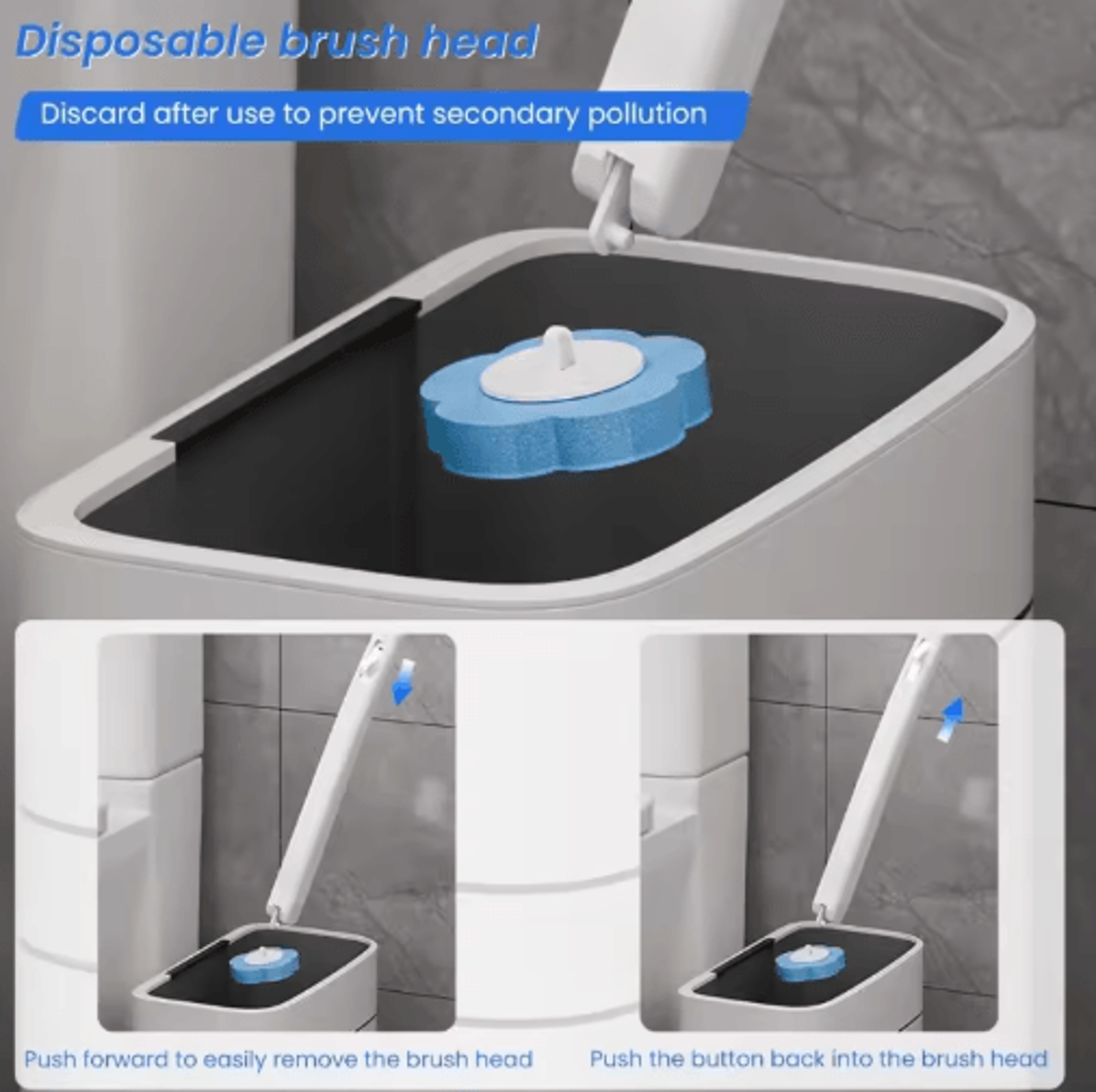 Disposable Toilet Brush With Replaceable Heads  Wall Mount 7