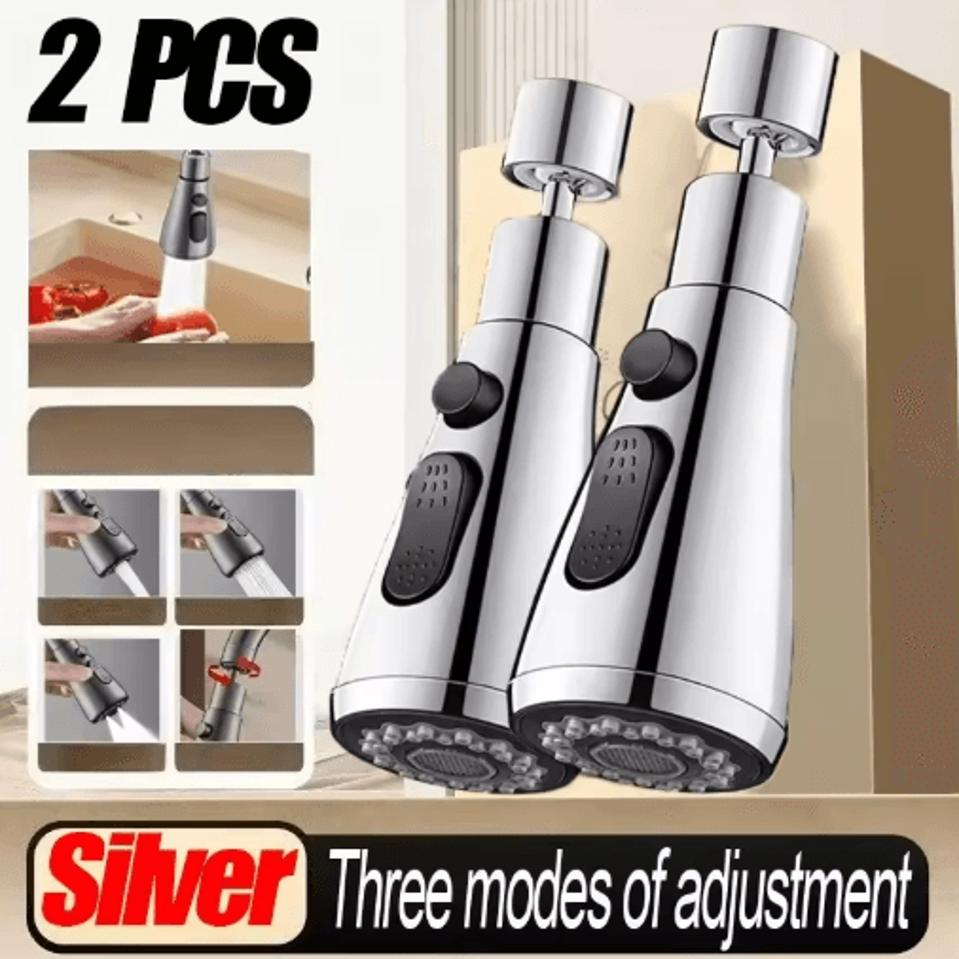 PullOut Kitchen Faucet Sprayer Nozzle With 3 Water Modes 2