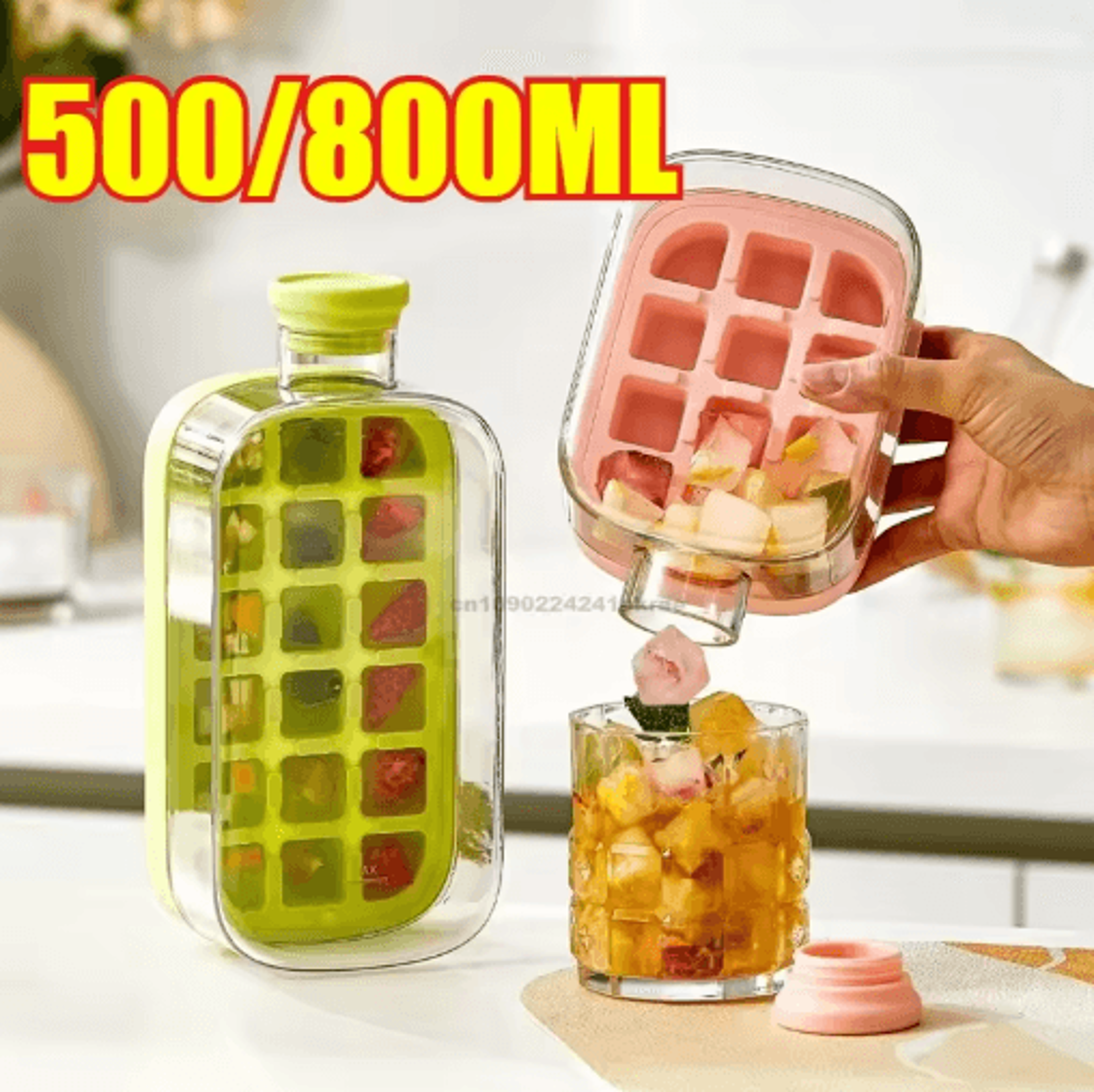 12Grid LargeCapacity Ice Cube Tray  Water Bottle Combo With Lid 9