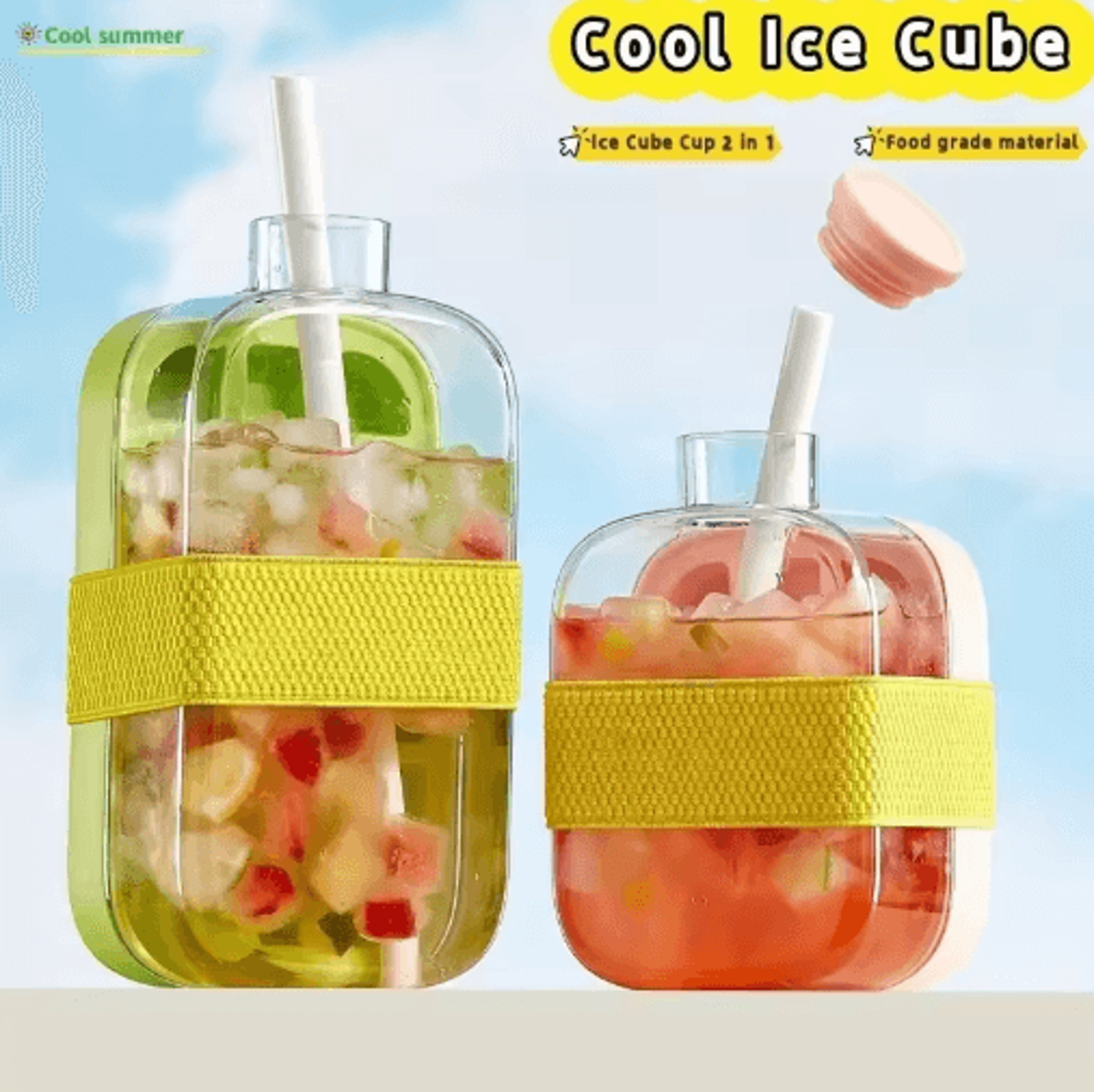 12Grid LargeCapacity Ice Cube Tray  Water Bottle Combo With Lid 8