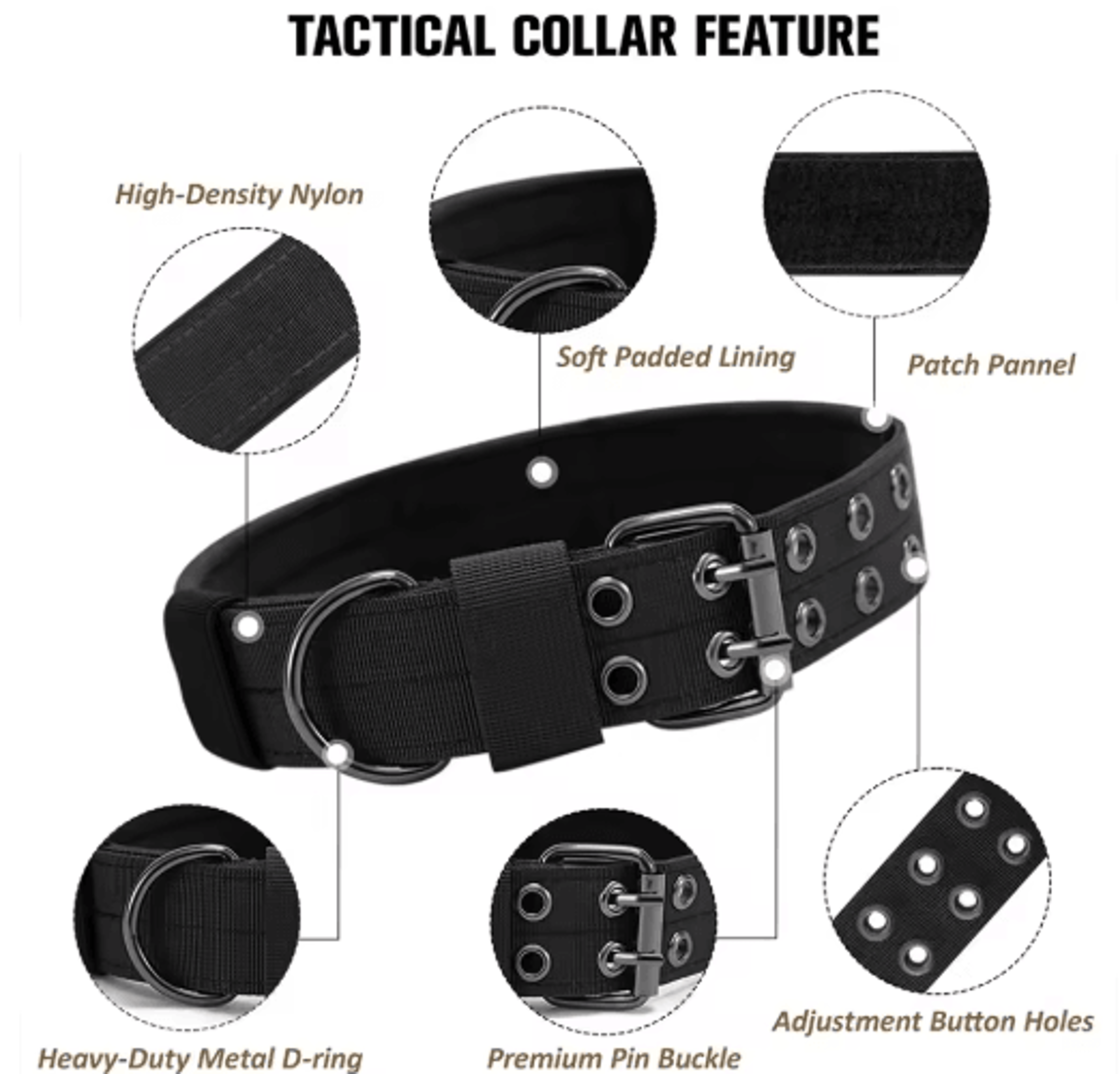 Durable Tactical Dog Collar  Military Nylon Collar For Medium  Large Dogs 7