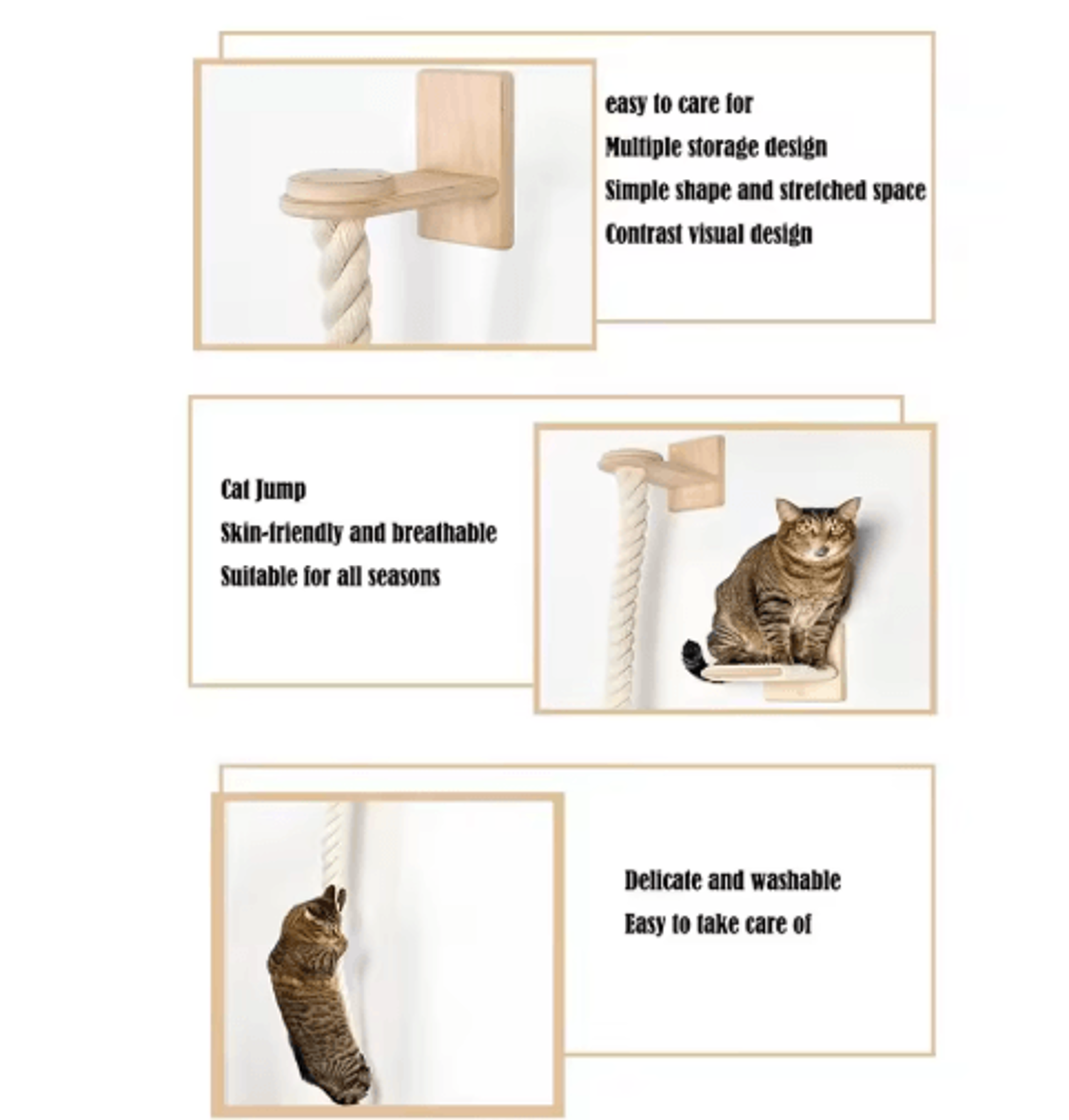 140cm WallMounted Sisal Rope Cat Climber Tree Vertical Jungle Gym  Cat Scratching Post For Indoor C 4
