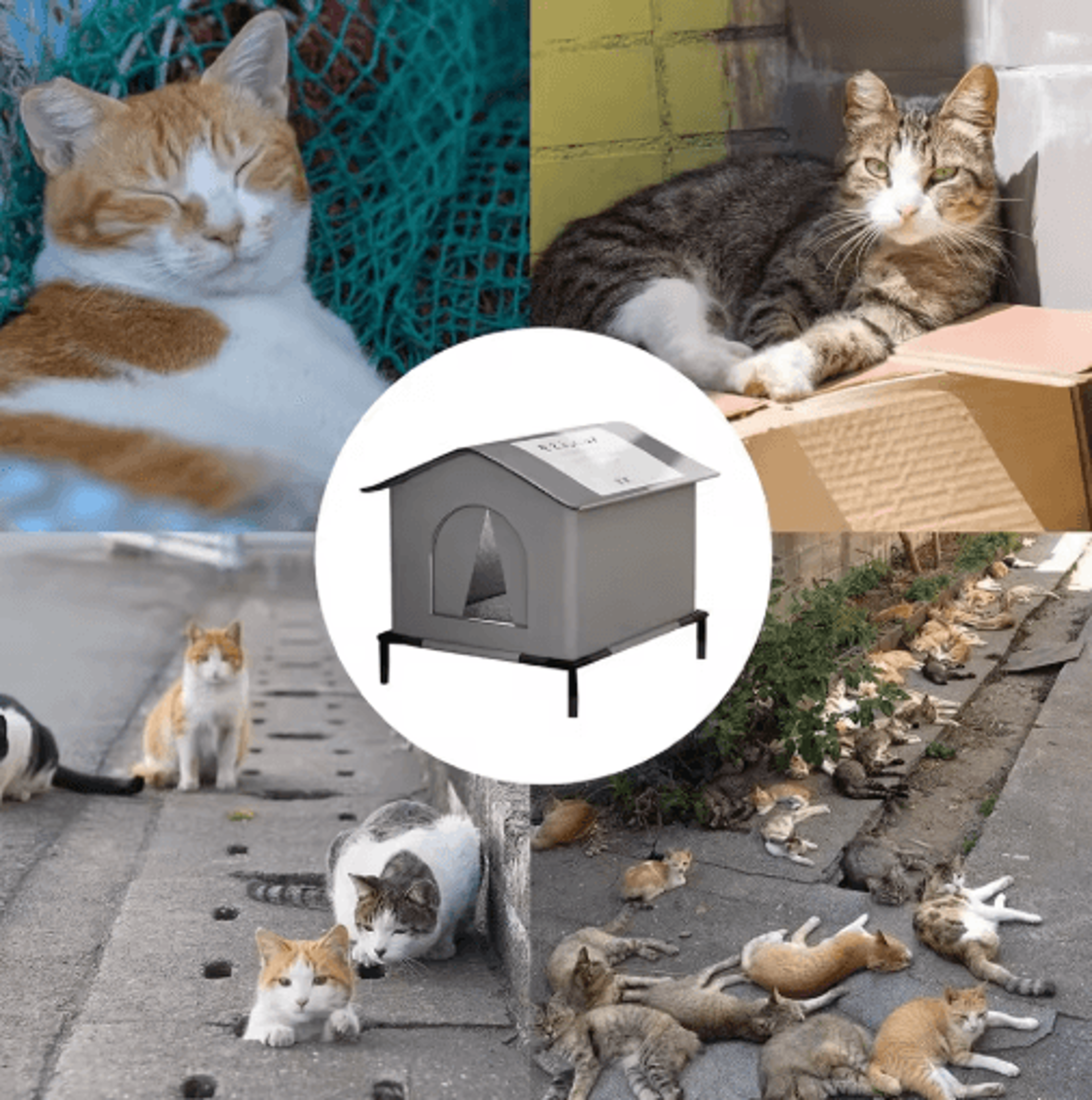 Warm Waterproof Stray Cat House With Insulated Mat Foldable Outdoor Pet Cave Bed For Cats  Small Do 4