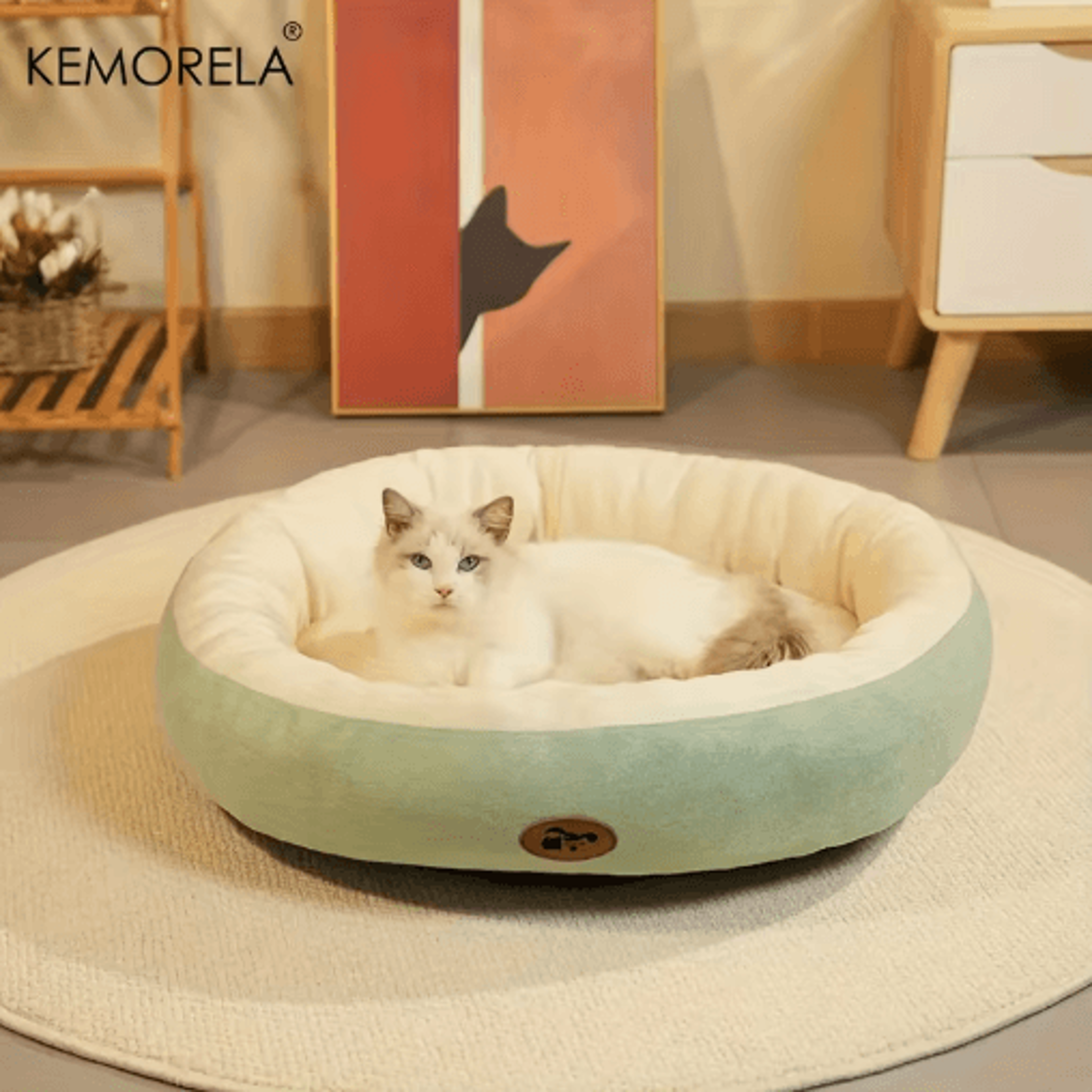 Plush Oval Pet Bed Thickened Machine Washable Dog  Cat Cushion For AllSeason Comfort 0