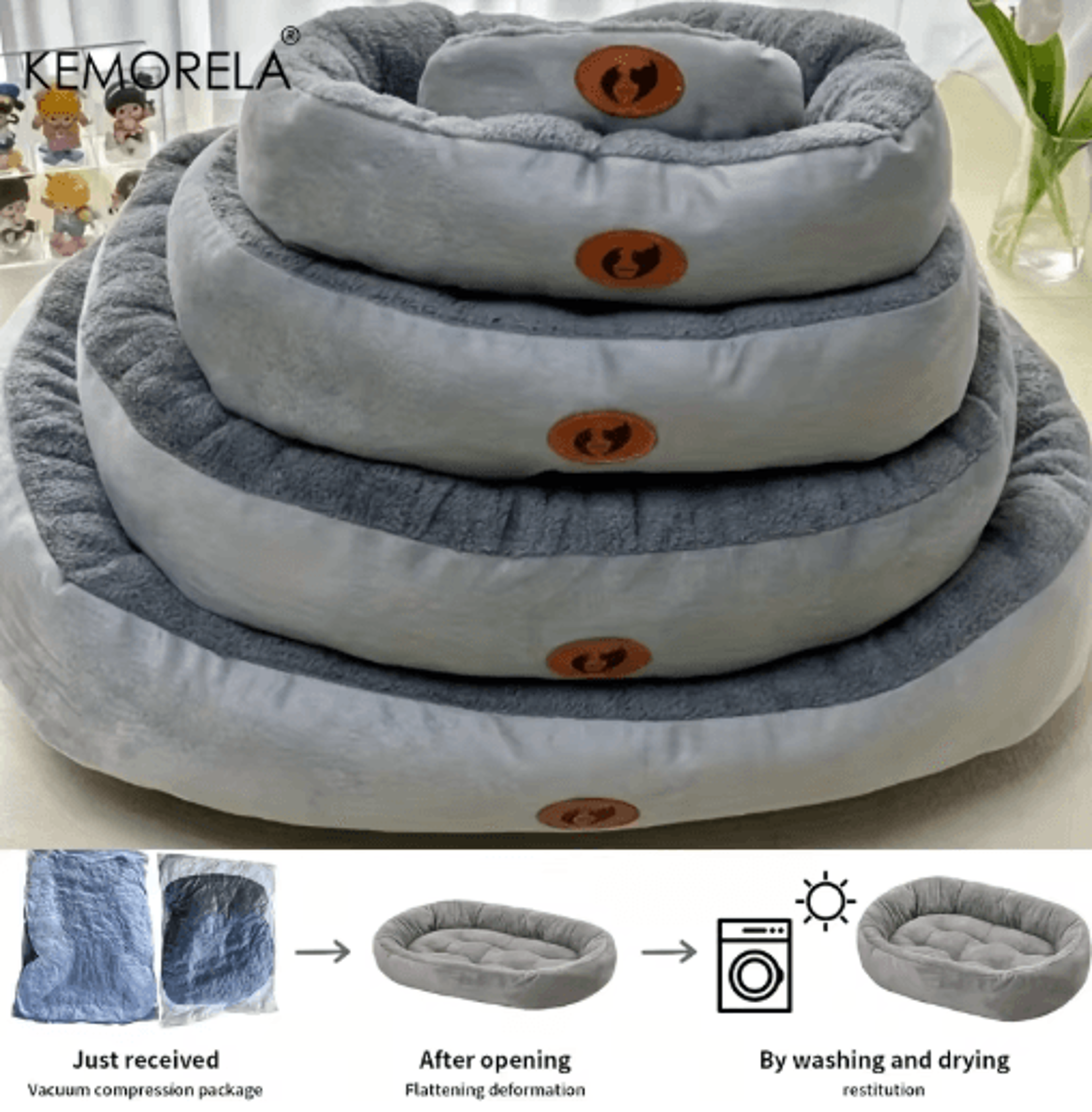 Plush Oval Pet Bed Thickened Machine Washable Dog  Cat Cushion For AllSeason Comfort 6