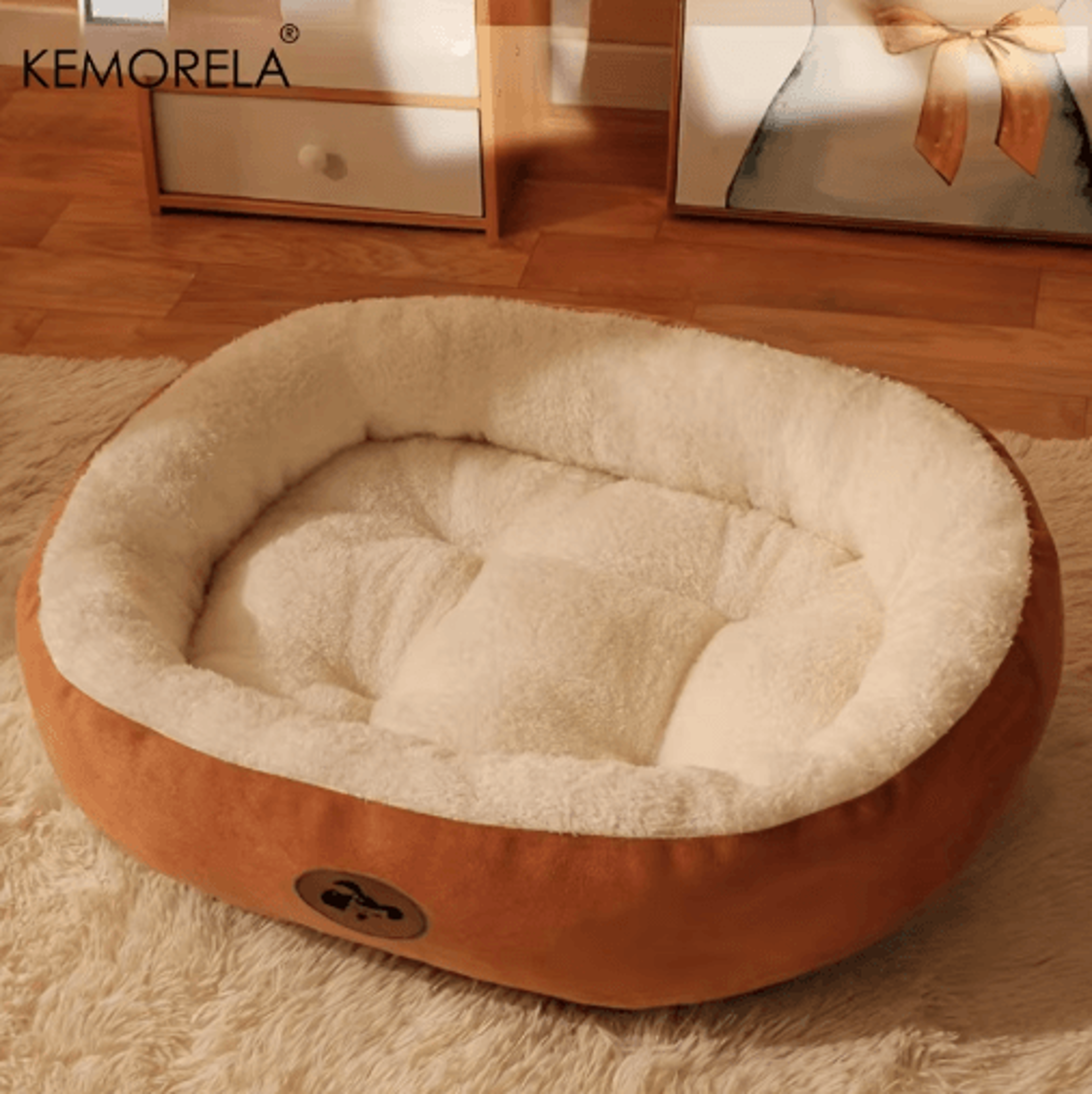 Plush Oval Pet Bed Thickened Machine Washable Dog  Cat Cushion For AllSeason Comfort 8