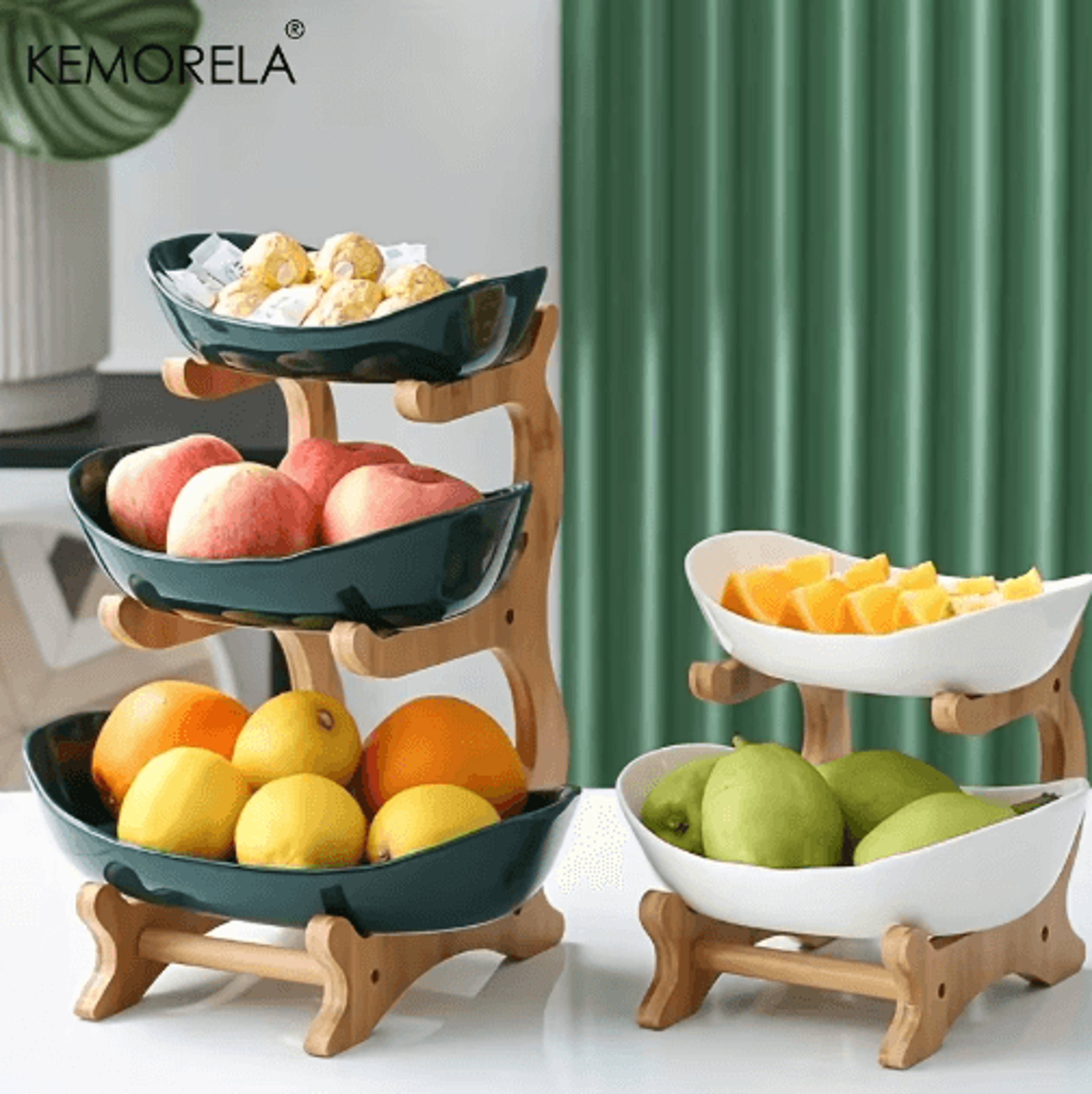 Modern Wooden ThreeLayer Fruit Plate MultiTier Snack  Dessert Serving Stand 8