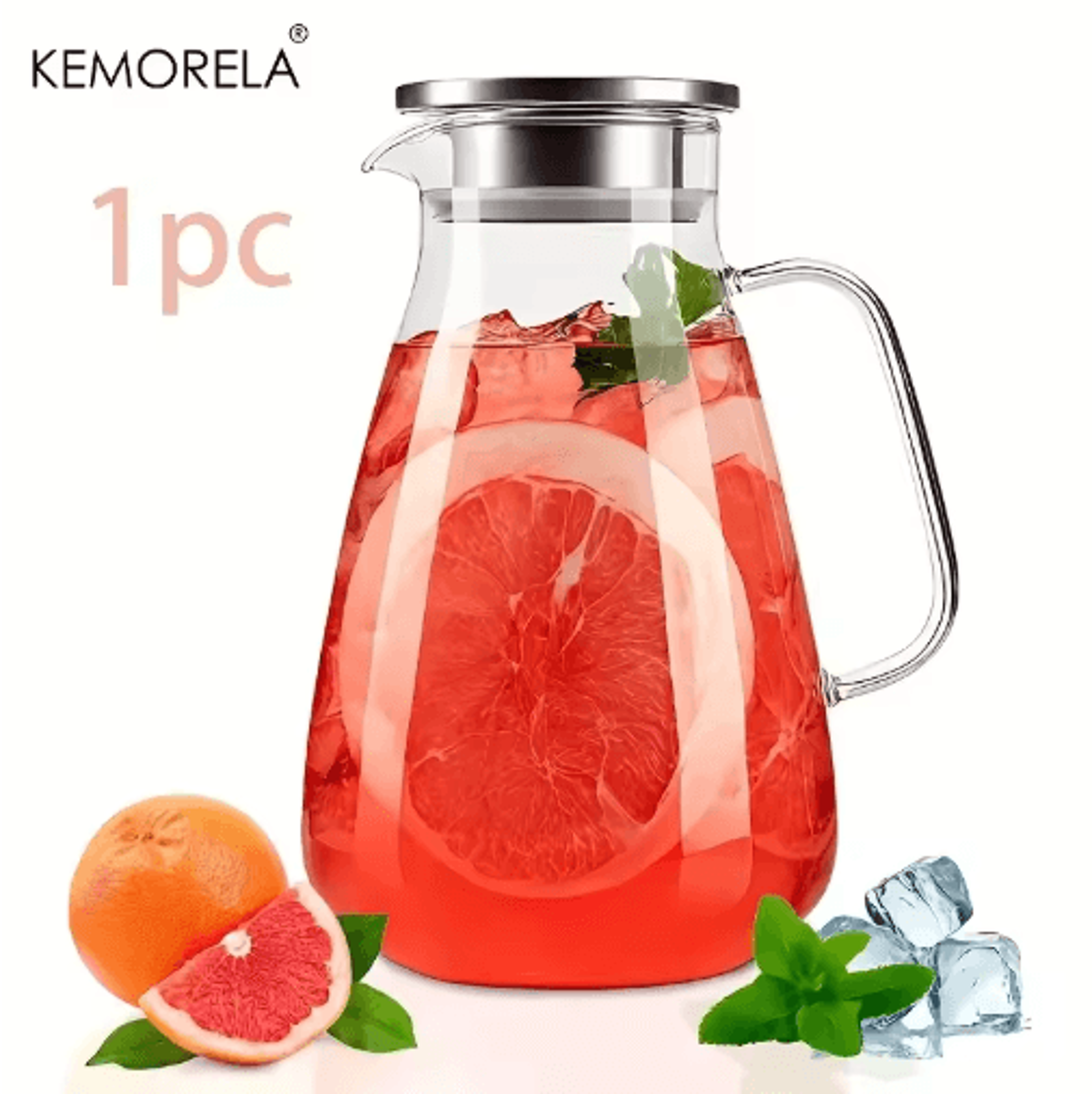 2L Glass Pitcher With Lid  Handle HeatResistant Glass Water Jug For Hot  Cold Drinks 1