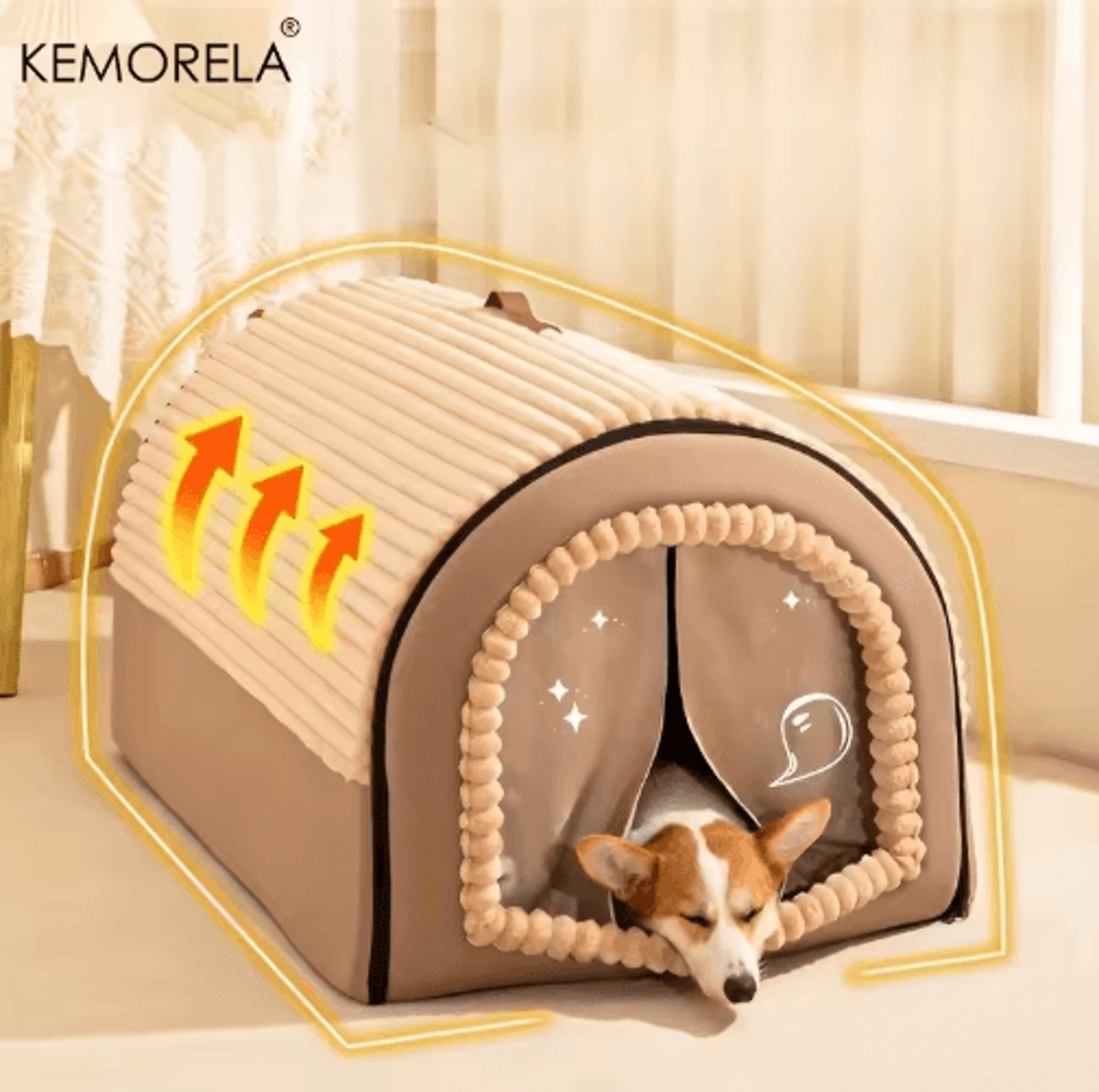 KEMORELA Thickened Enclosed Pet Bed AllSeason Portable Dog House  Cozy Cat Tent 1