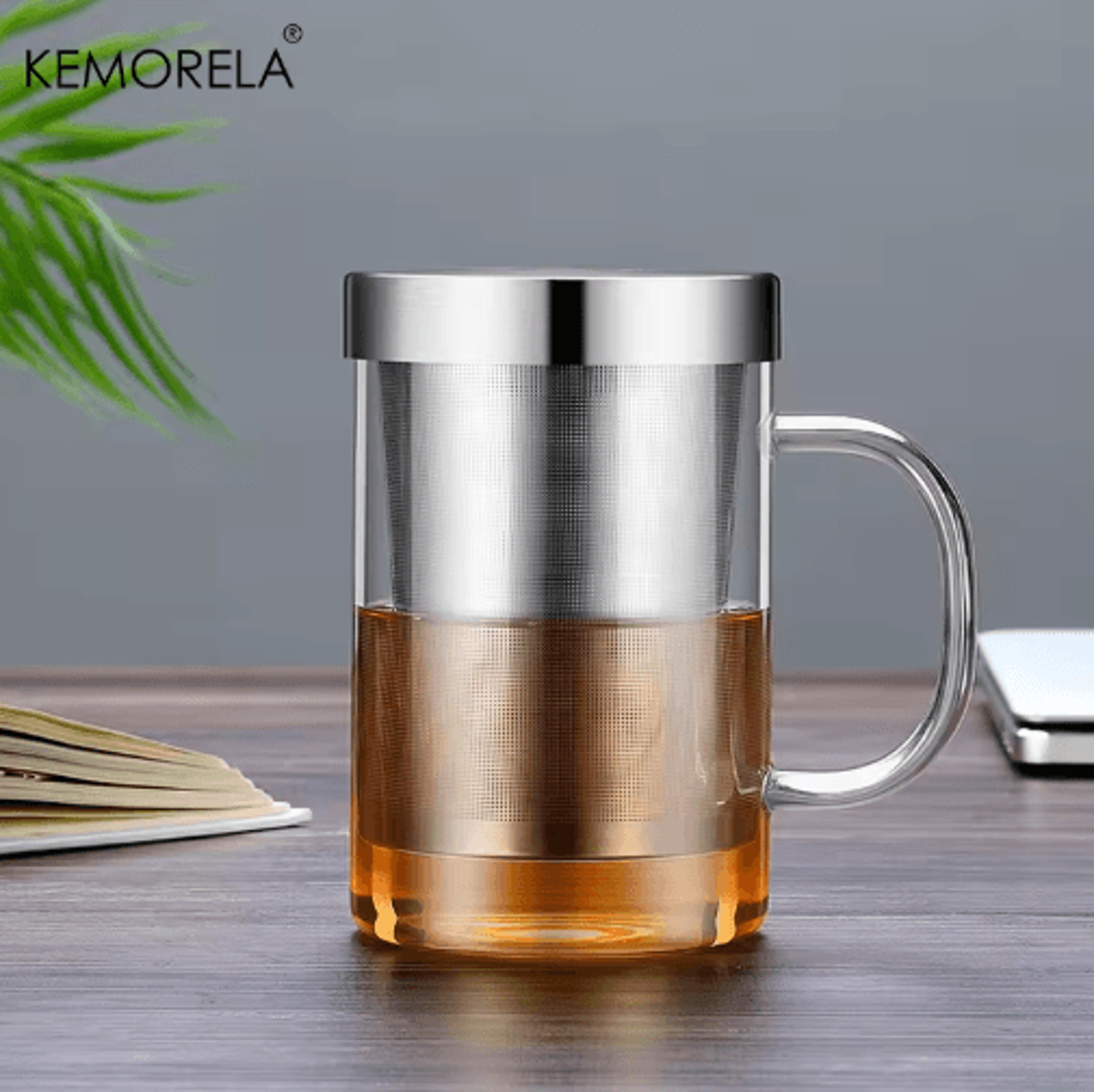 KEMORELA 500ml Glass Tea Infuser Mug Borosilicate Tea Mug With Stainless Steel Infuser 6
