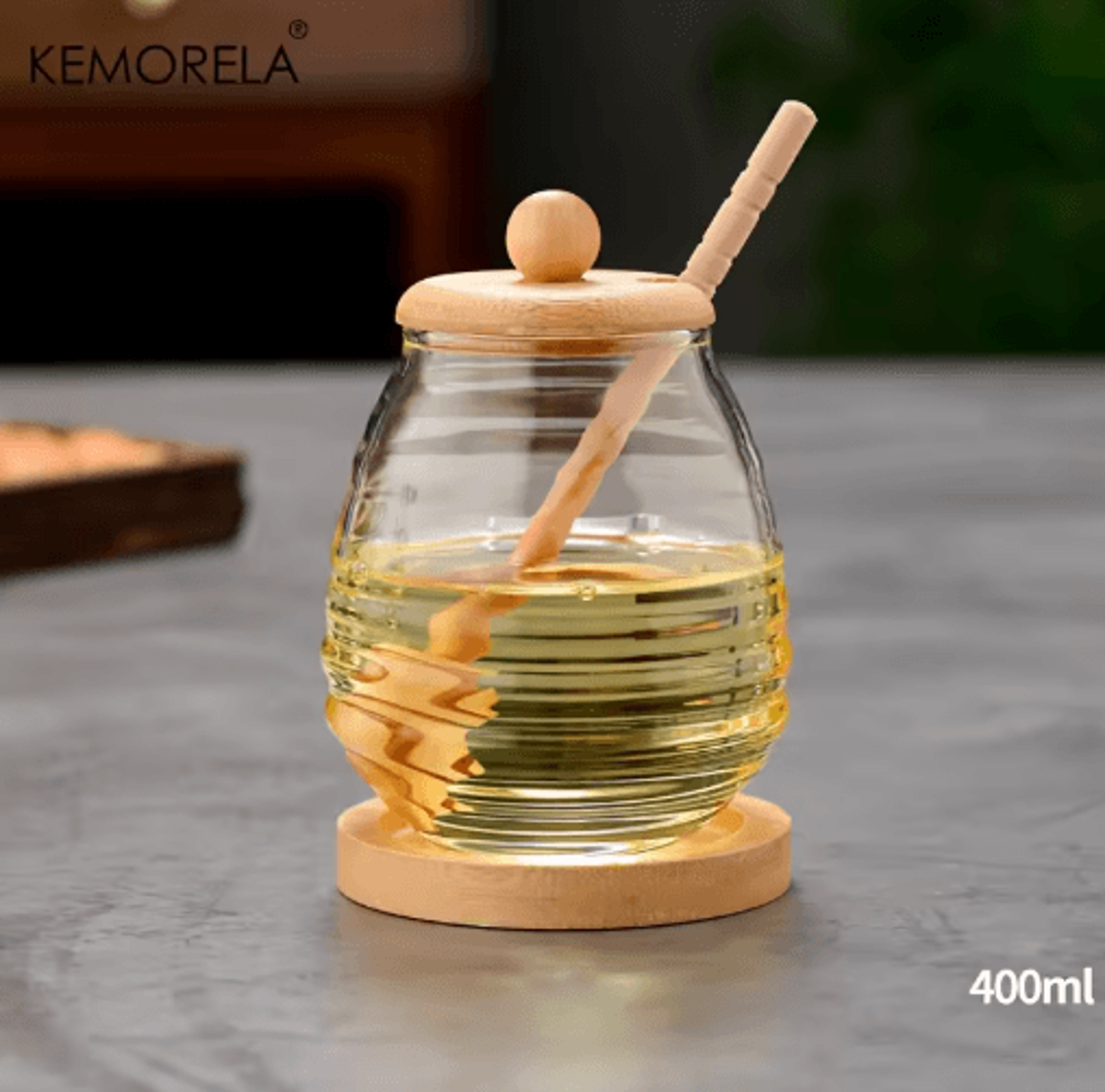 Glass Honeycomb Honey Storage Jar With Dipper  Lid Decorative Honey Bottle For Kitchen  Parties 1