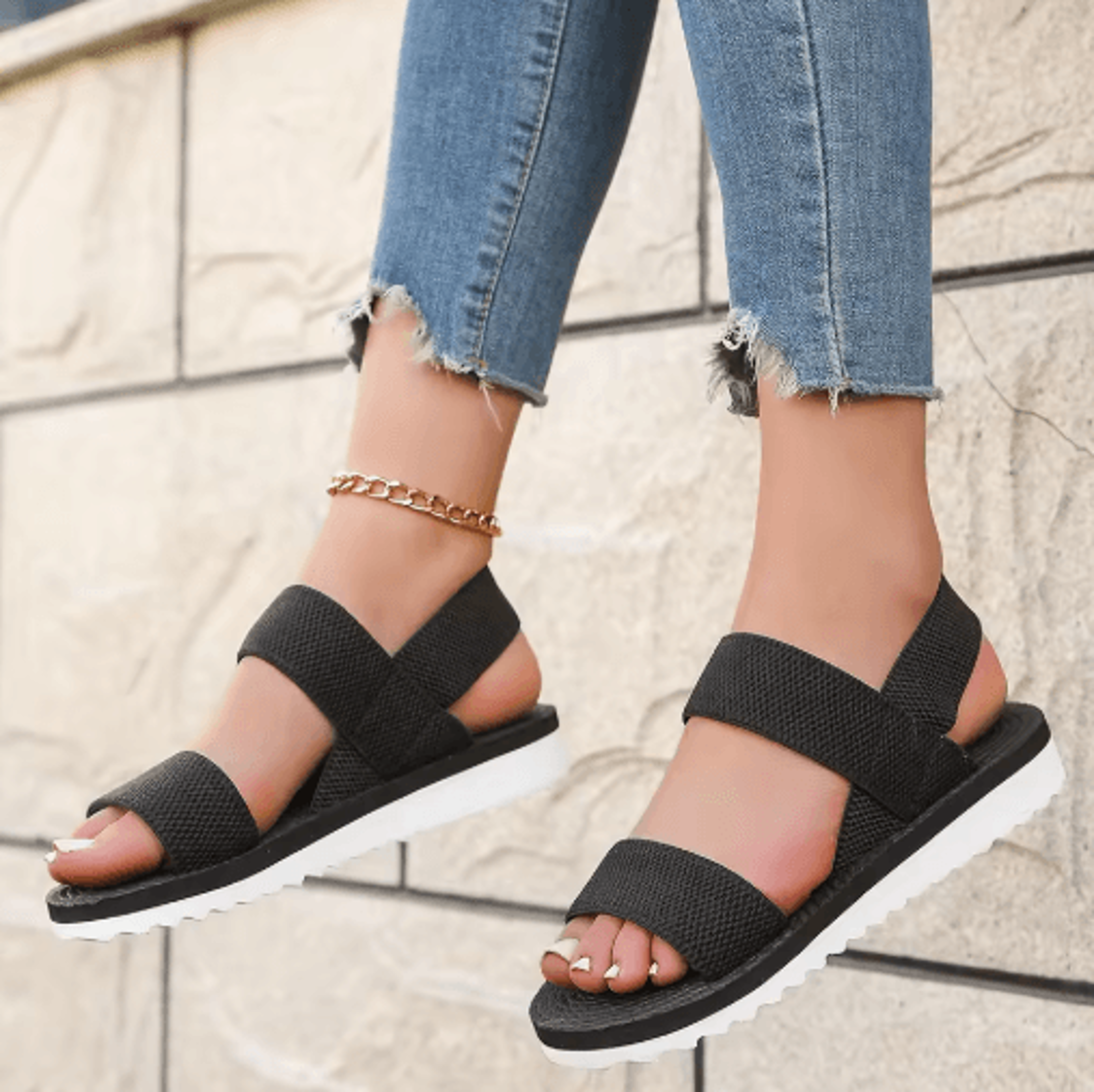 Womens AntiSlip Flat Sandals With ColorContrast Sole 5