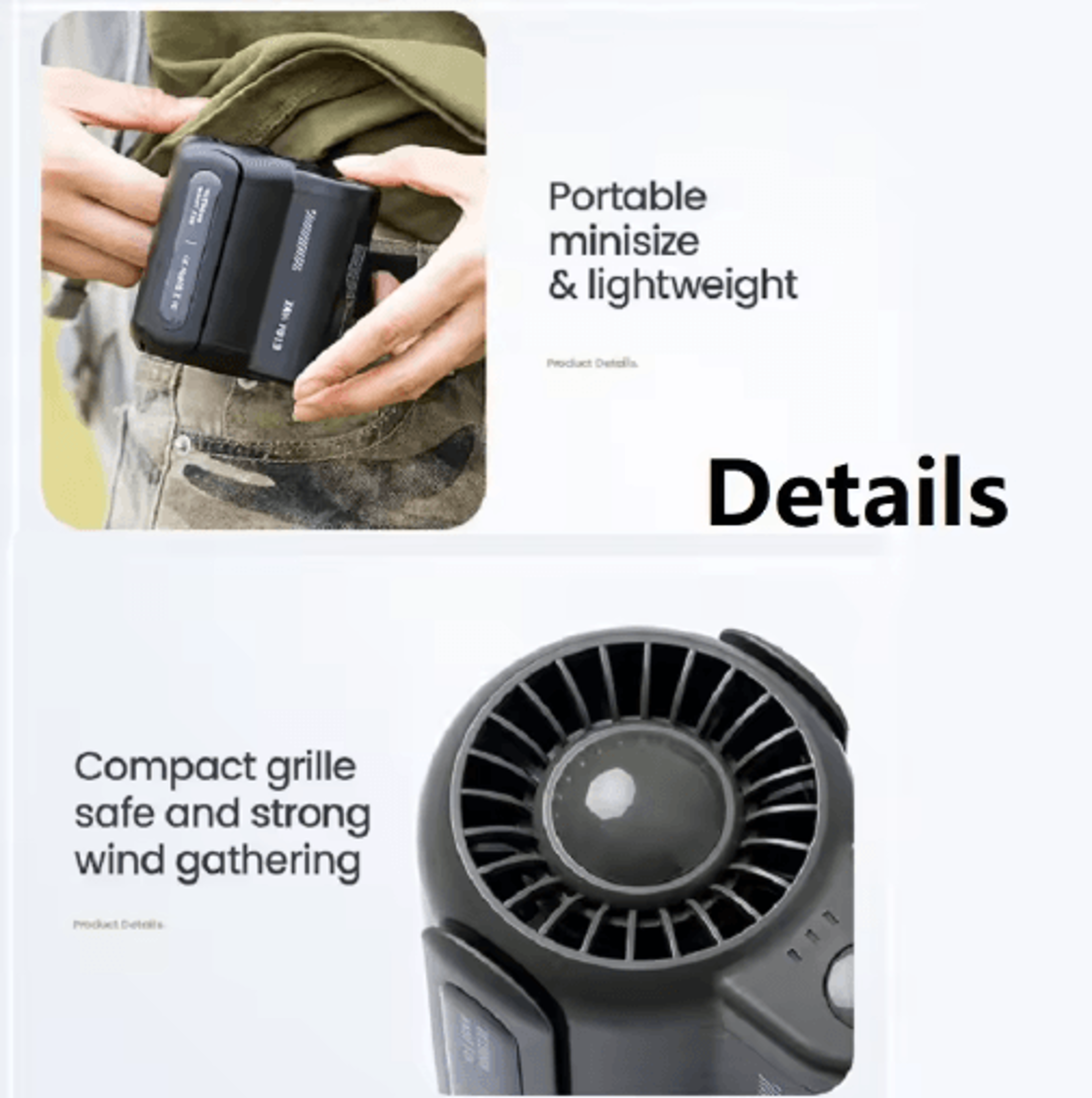 Leafless Hanging Waist Fan Under Shirt With USB Rechargeable Cooling 4