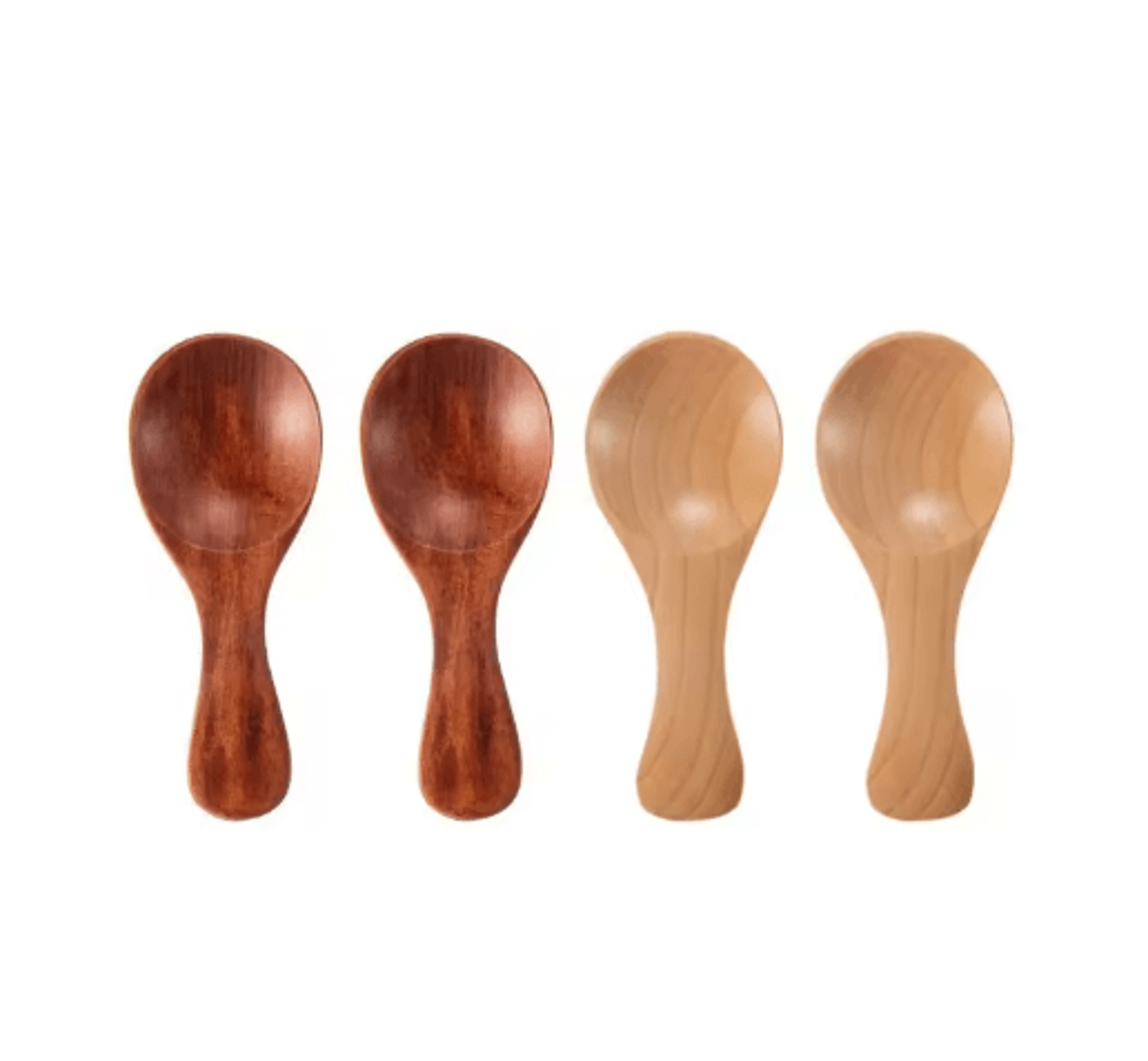 Mini Wooden Spice  Coffee Spoons Set 4Piece Short Handle 1